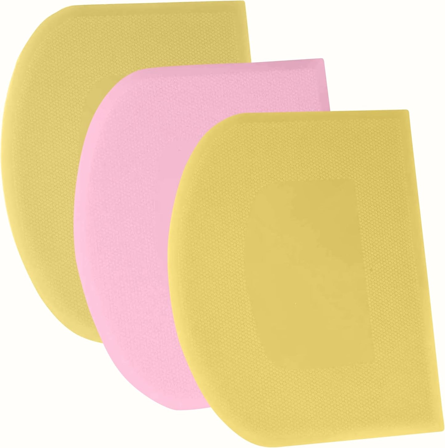 SURDOCA Dough Scraper Bench Scraper - 3P 4.7x3.7" Plastic Flexible Bowl Scraper, Sharp Edge & Angles Cake Scraper. Non-Slip Bakeware Decorating Tools Sculpting & Modeling Tools - Yellow+Pink+Yellow