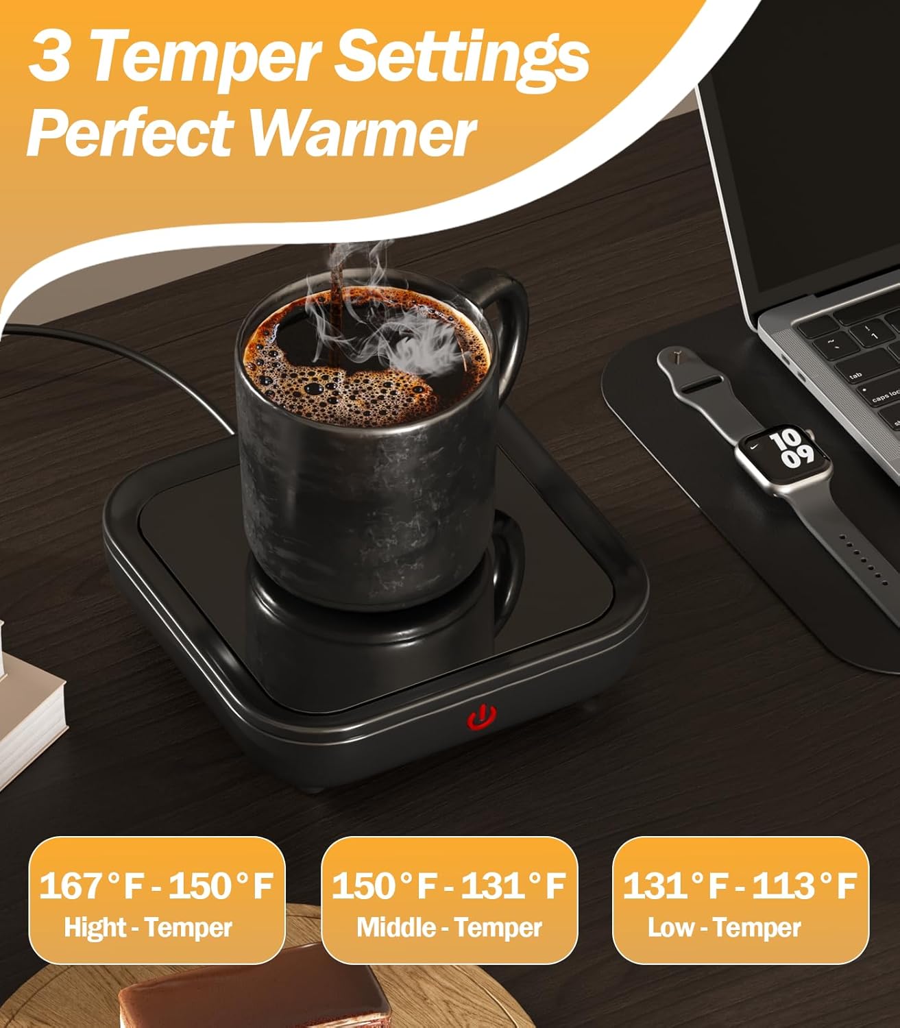 Coffee Mug Warmer Smart Cup Warmer - Excellent Heating & Highest Temp Setting & Light Indicator, Coffee Warmer for Desk Auto Shut Off, Candle Warmer Plate for Beverage, Gifts for Women Men Mom