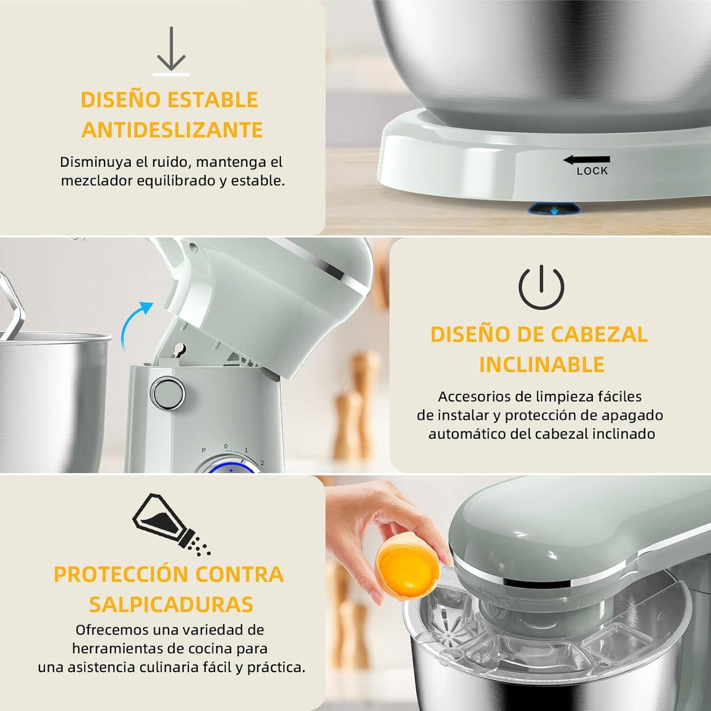 Electric Stand Mixer,10 Speeds Tilt-Head Food Mixer, 3-IN-1 Kitchen Mixer for Daily Cooks with 6 QT Bowl,Dough Hook, Beater, Whisk (Morandi Green)