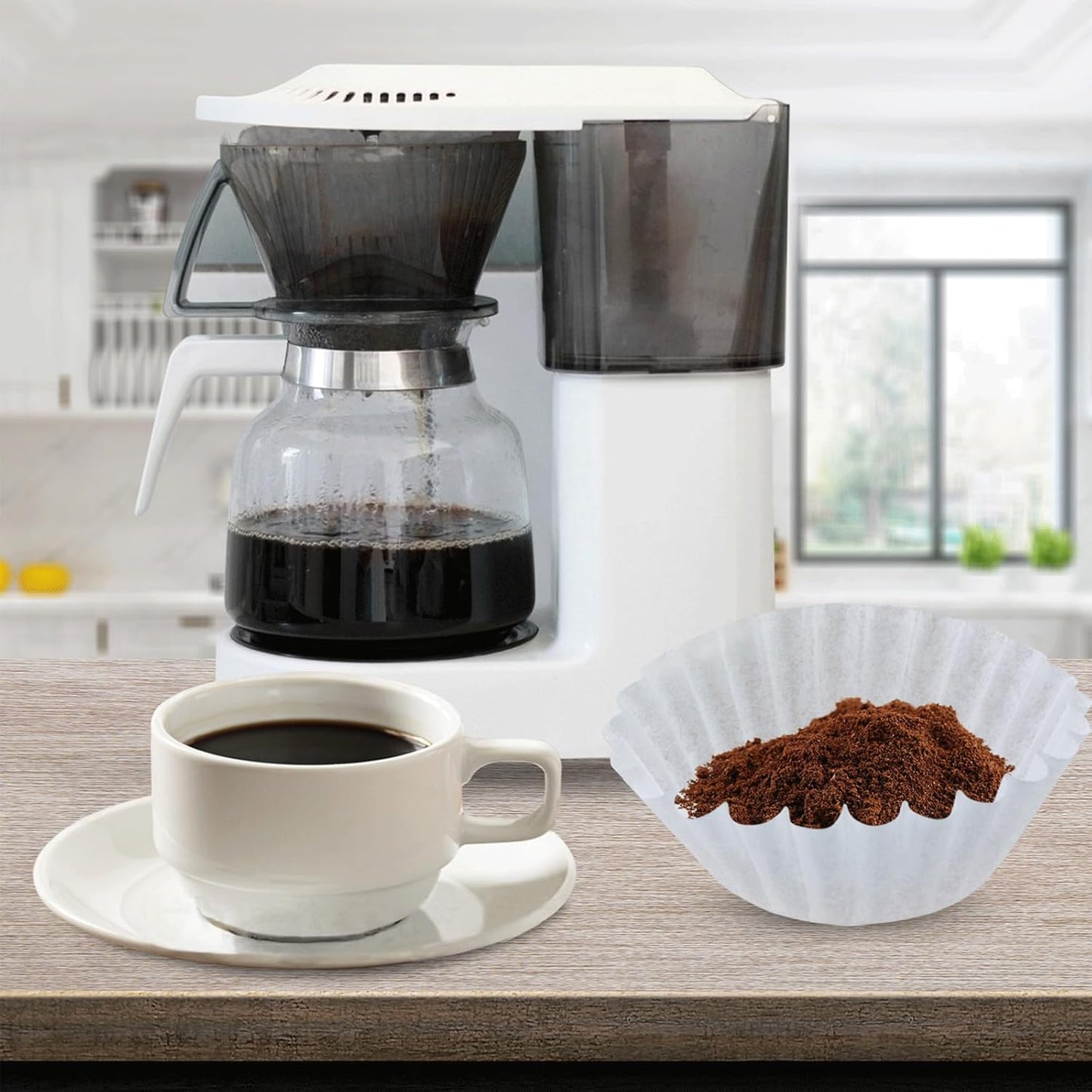 300pcs 12-Cup Commercial Coffee Filters (4 ¼ Inch base, 2 ¾ Inch Walls, 9 ¾ Inch Laying Flat) Large Coffee Filters Premium Paper with 12-Cup Home & Commercial Machines(X6-300)