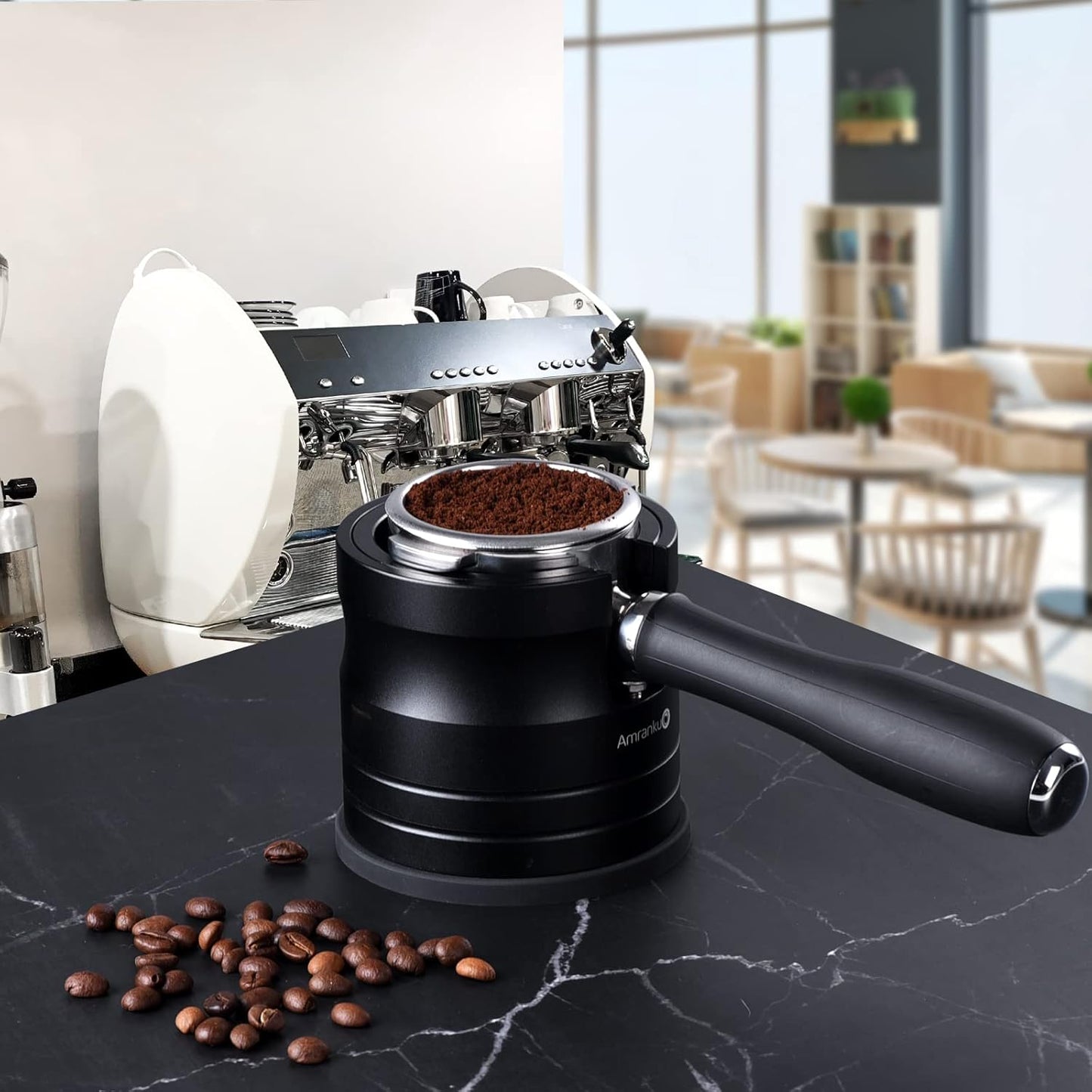 Coffee Portafilter Holder| Espresso Tamper Stand| Aluminum Alloy Espresso Holder| With Non-slip Base| Suitable For Most 58mm Coffee Machin Portafilter| (58mm, Black)