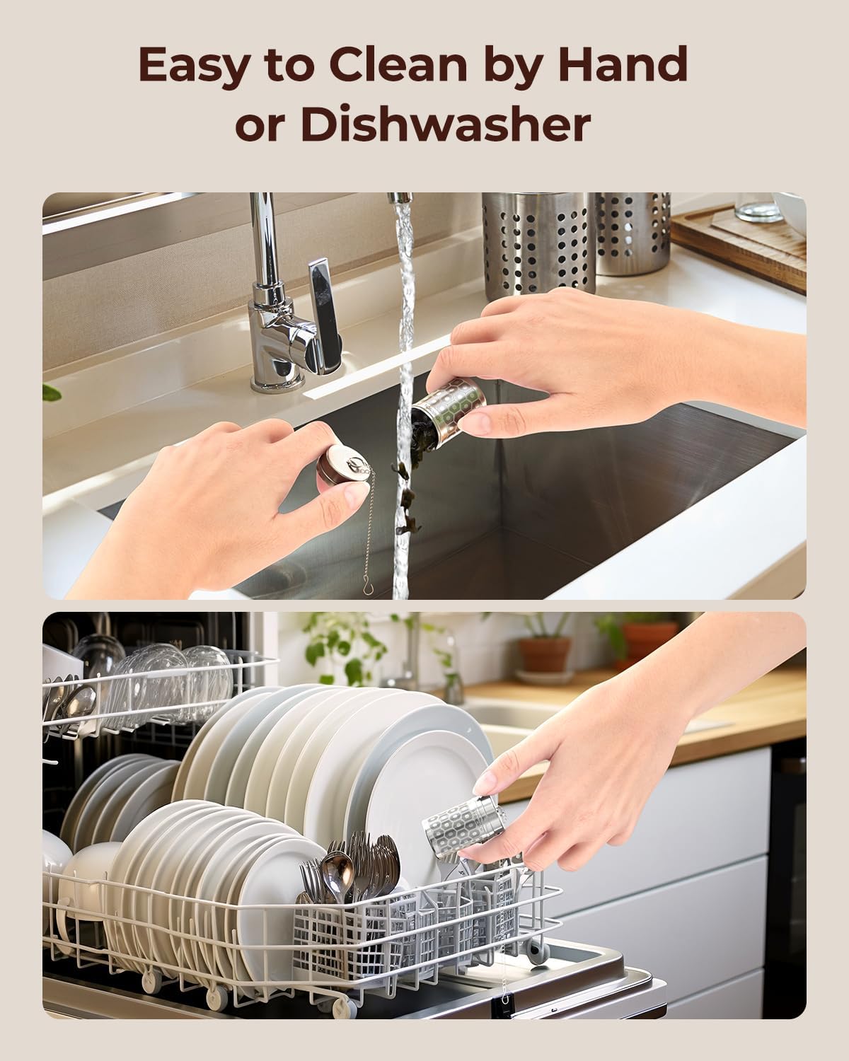 2 Pack Reinmoson Mini Tea Strainers for Loose Tea, Extra Fine Mesh Tea Infuser, 304 Stainless Steel & Updated Slim Threaded Lid, Loose Leaf Tea Steeper for Black Tea, Rooibos, etc