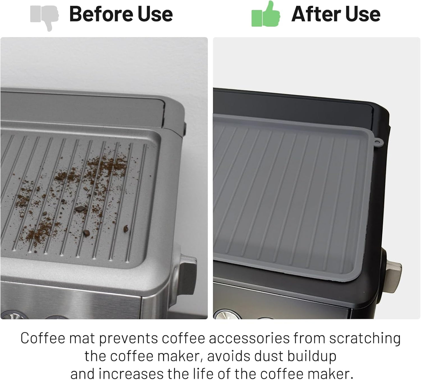 Coffee Mat for Breville 876, Espresso Tamper Mat, Food Grade Silicone Non-Slip, 10.83in x 7.48in, Waterproof Heat Resistant, Espresso Tamping Station for Espresso Machine Barista Accessories (Grey)