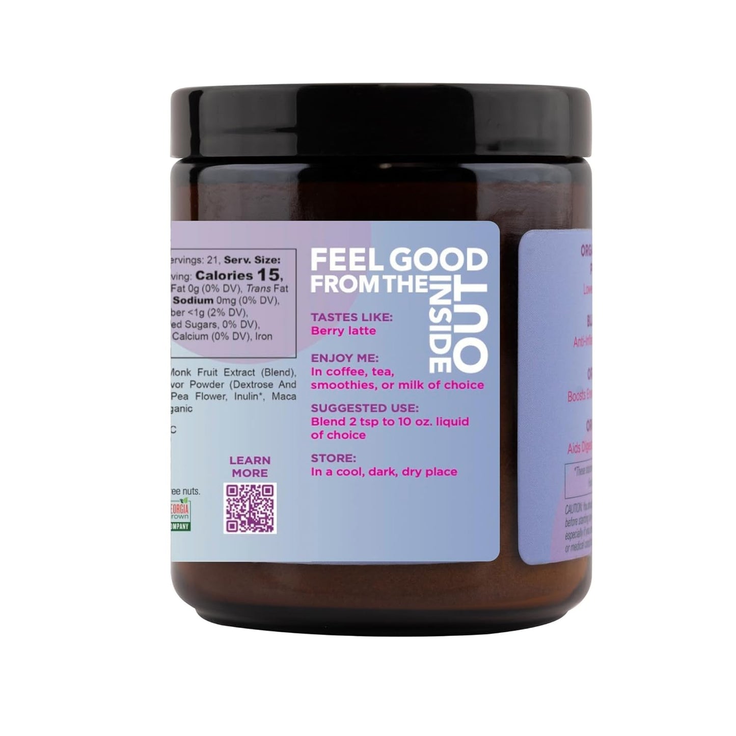 Eleven TLC, Berry Well Superfood Drink Mix, Lattes, Smoothies, Refreshers, Tea, Superfood Berry Antioxidant Support with Blue Butterfly Pea Flower, BlueSpirulina, Maca, Inulin Pre-Biotic, 21 Servings