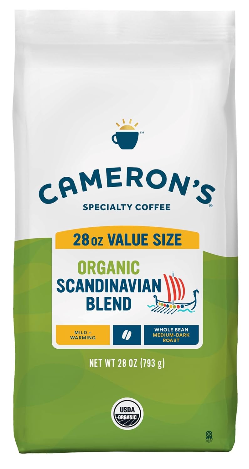 Cameron's Coffee Roasted Whole Bean Coffee, Scandinavian Blend, 28 Ounce