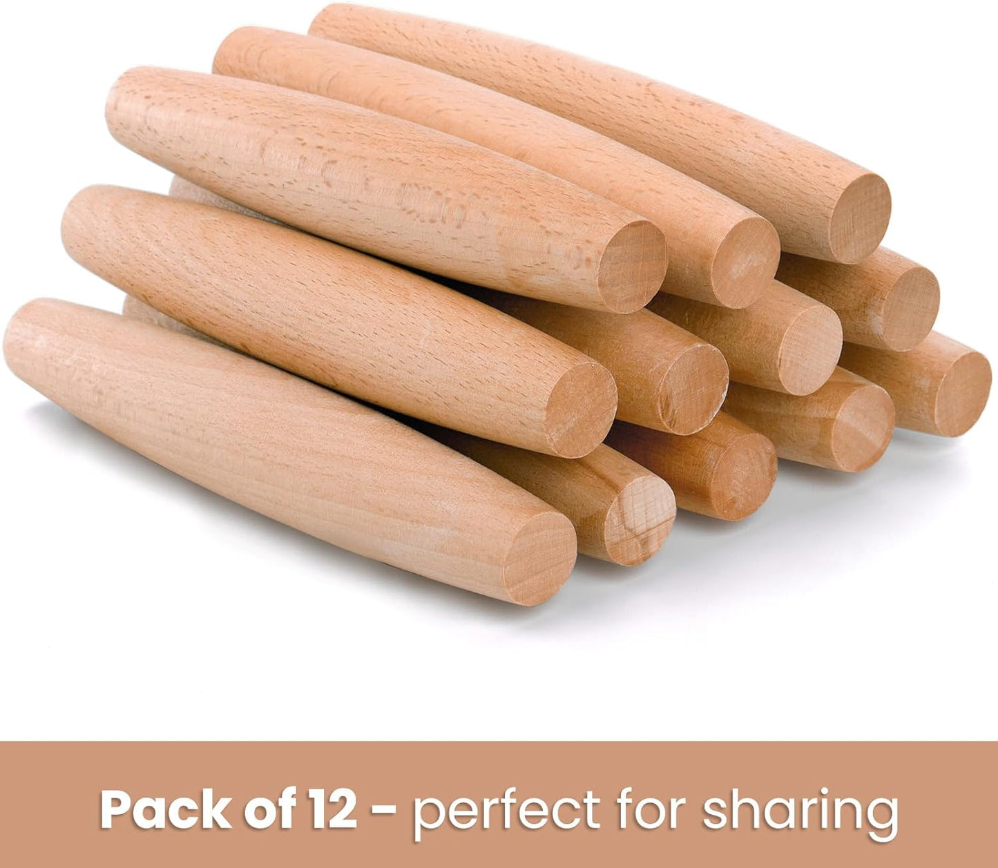 Elsjoy 12 Pack 8 Inch Small Wood Rolling Pins, Non-Stick Wooden Dough Roller Pin for Baking Pie, Cookie, Pasta, Dumpling