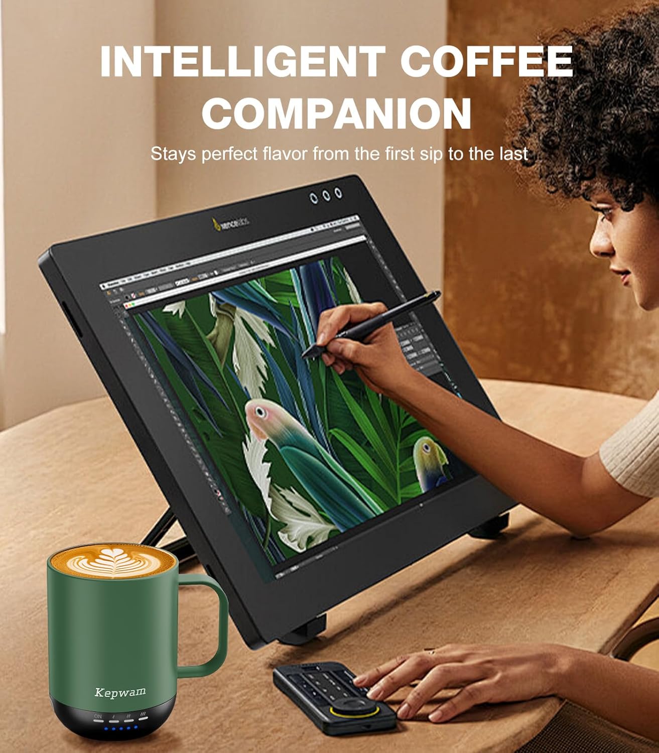 Self Heating Coffee Mug T1-16oz Fast Heating & Ultra Long-Lasting Battery Life, Heated Coffee Mug Up to 149℉ - Touch & App Controlled Coffee Mug, Birthday Gifts for Women and Men