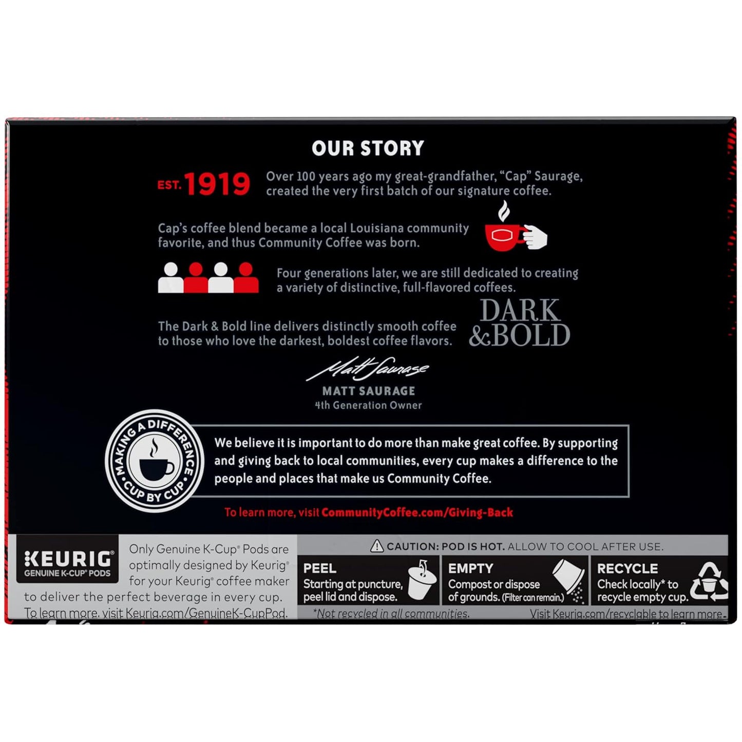 Community Coffee Dark & Bold Exxtra Boost 12 Count Coffee Pods, Compatible with Keurig 2.0 K-Cup Brewers, 12 Count (Pack of 1)