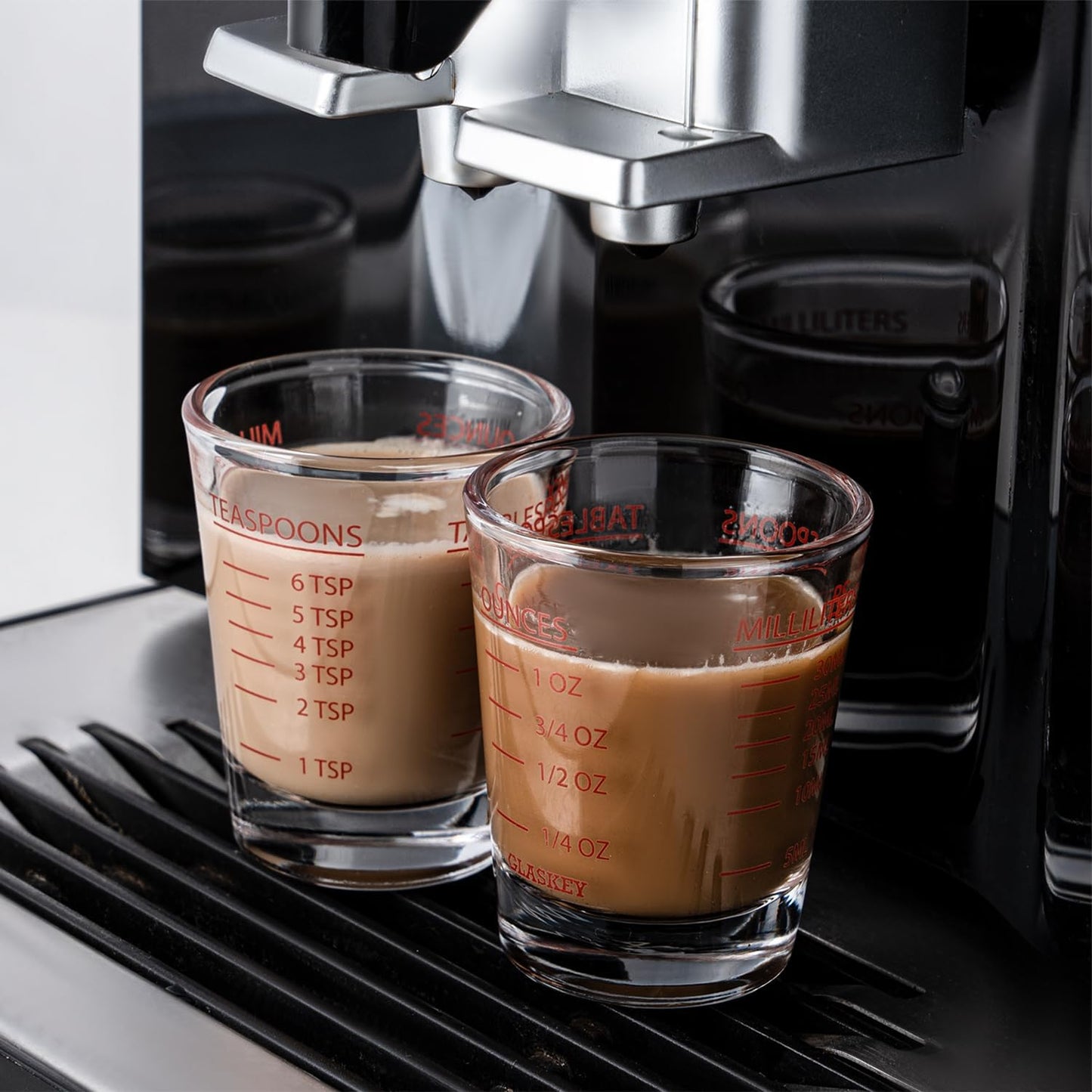 2 Pack Shot Glasses Measuring Cup,Espresso Shot Glass with 4 Kind of Scale (OZ/ML/TSP/TBSP),Dishwasher Safe,Perfect for Coffee,Cocktails and Kitchen Use (Red)