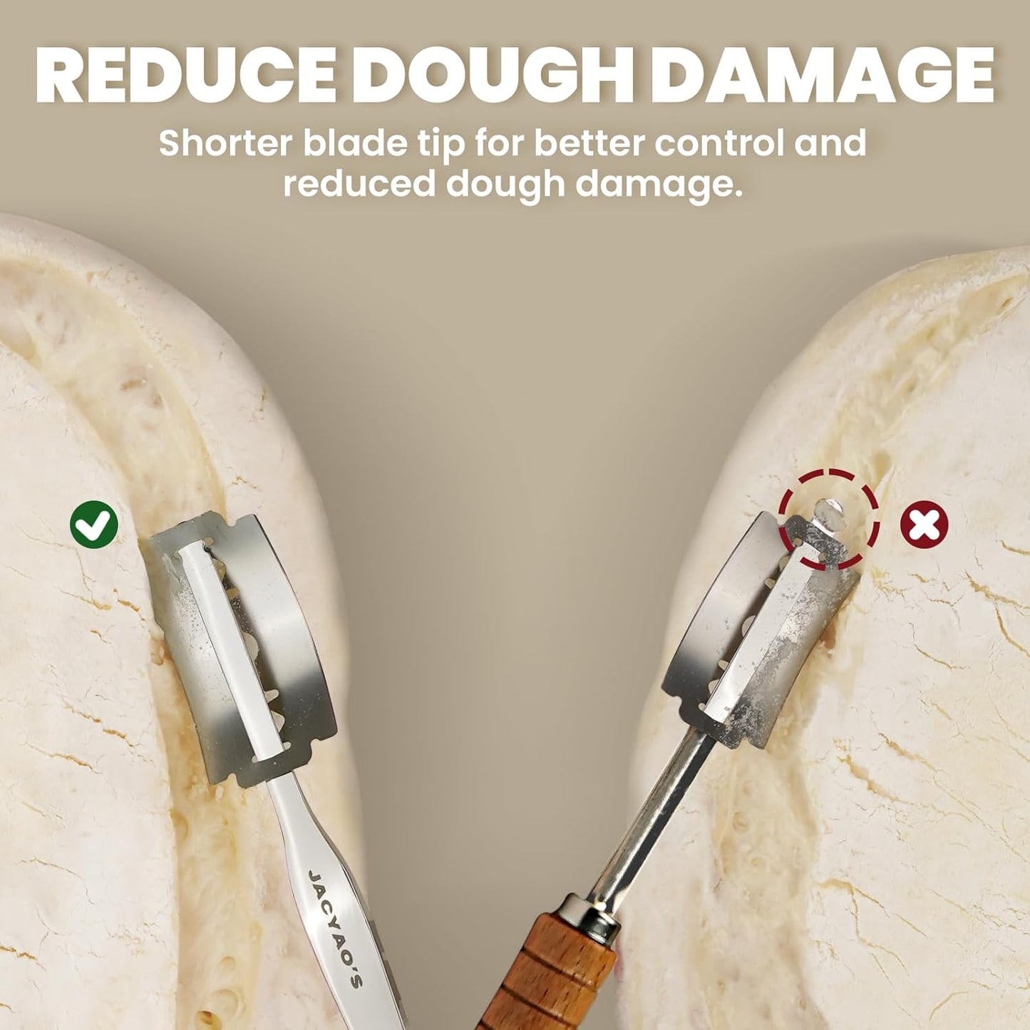 JACYAO'S Bread Lame, Sourdough Scoring Tool Made From 304 Stainless Steel, Professional Bread Scoring Tool with 10 Razor Blades and Metal Storage Box