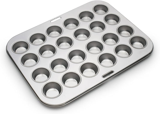Fox Run Mini Muffin and Cupcake Pan, 24 Mini Cups, Stainless Steel Baking Pan, 10.5 x 13.75 x 1.5 inches,