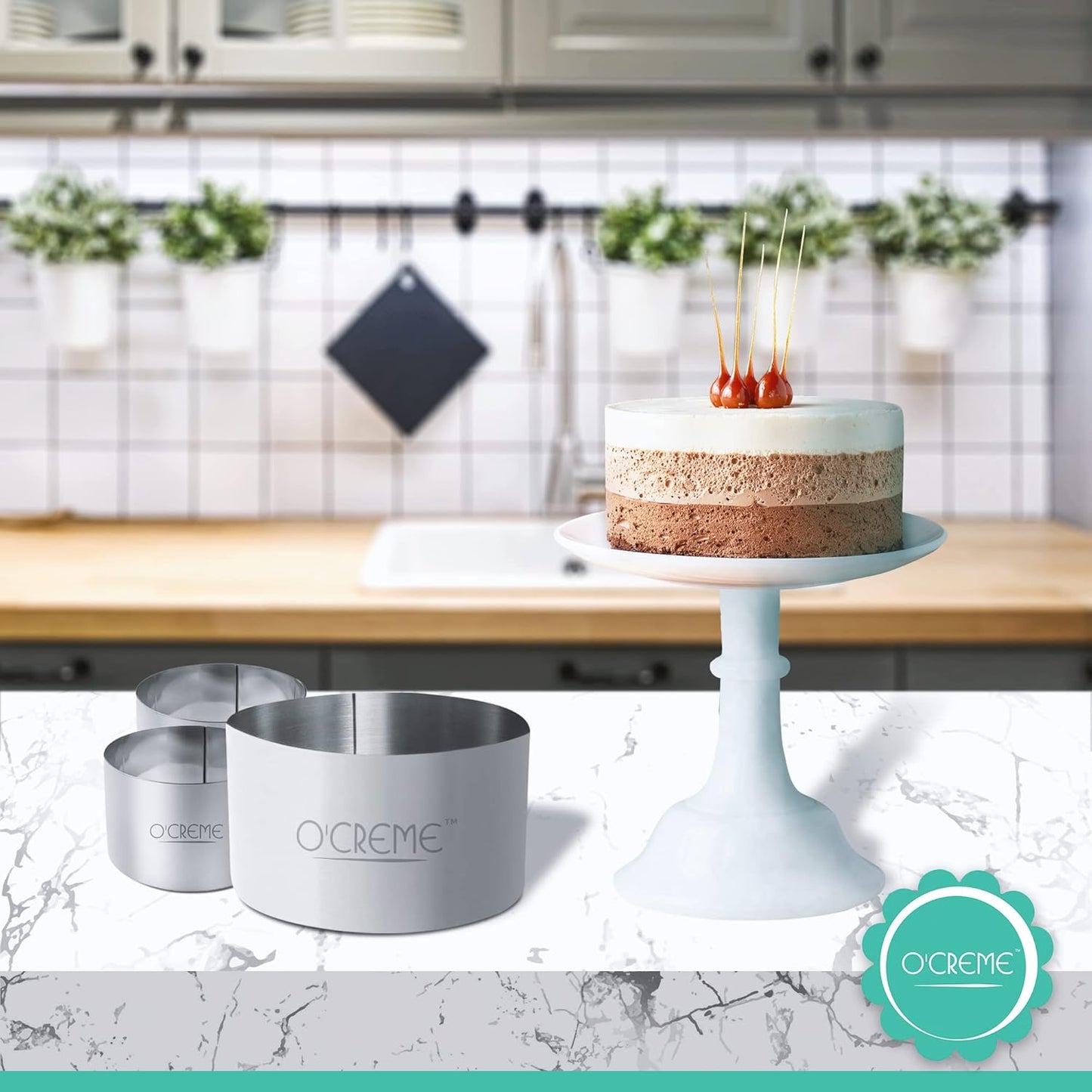 O'Creme Cake Ring Sturdy Stainless Steel Round Mousse Cake Ring Mold for Baking, Dessert Cake Decorating Pastry Rings 2-3/4 Inch Diameter x 1-3/4 Inch High