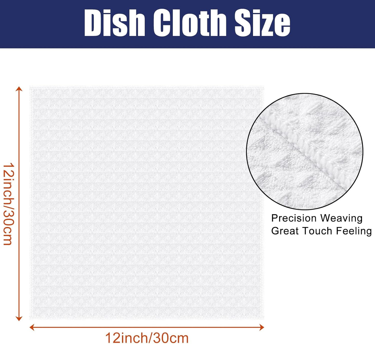 Homaxy Microfiber Waffle Weave Kitchen Dish Cloths, 12 x 12 Inch Ultra Absorbent and Solid Color Dish Towels for Kitchen Fast Drying Dishcloth for Washing Dishes, 6 Pack, White