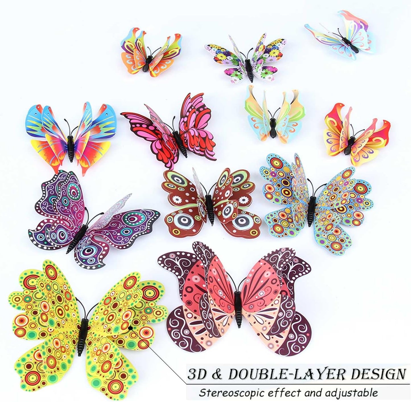 Butterfly Wall Decor 24/48 PCS, 3D Butterflies Stickers for Party Decorations with Magnets (Circl, 24)
