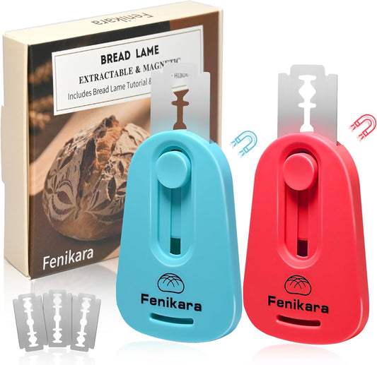 2PCS Upgraded Magnetic Sourdough Scoring Tool & Versatile Bread Scoring Tool- Professional Bread Lame for Sourdough Bread baking & Bread Making Tools - Scoring Patterns booklet & Razor Blades