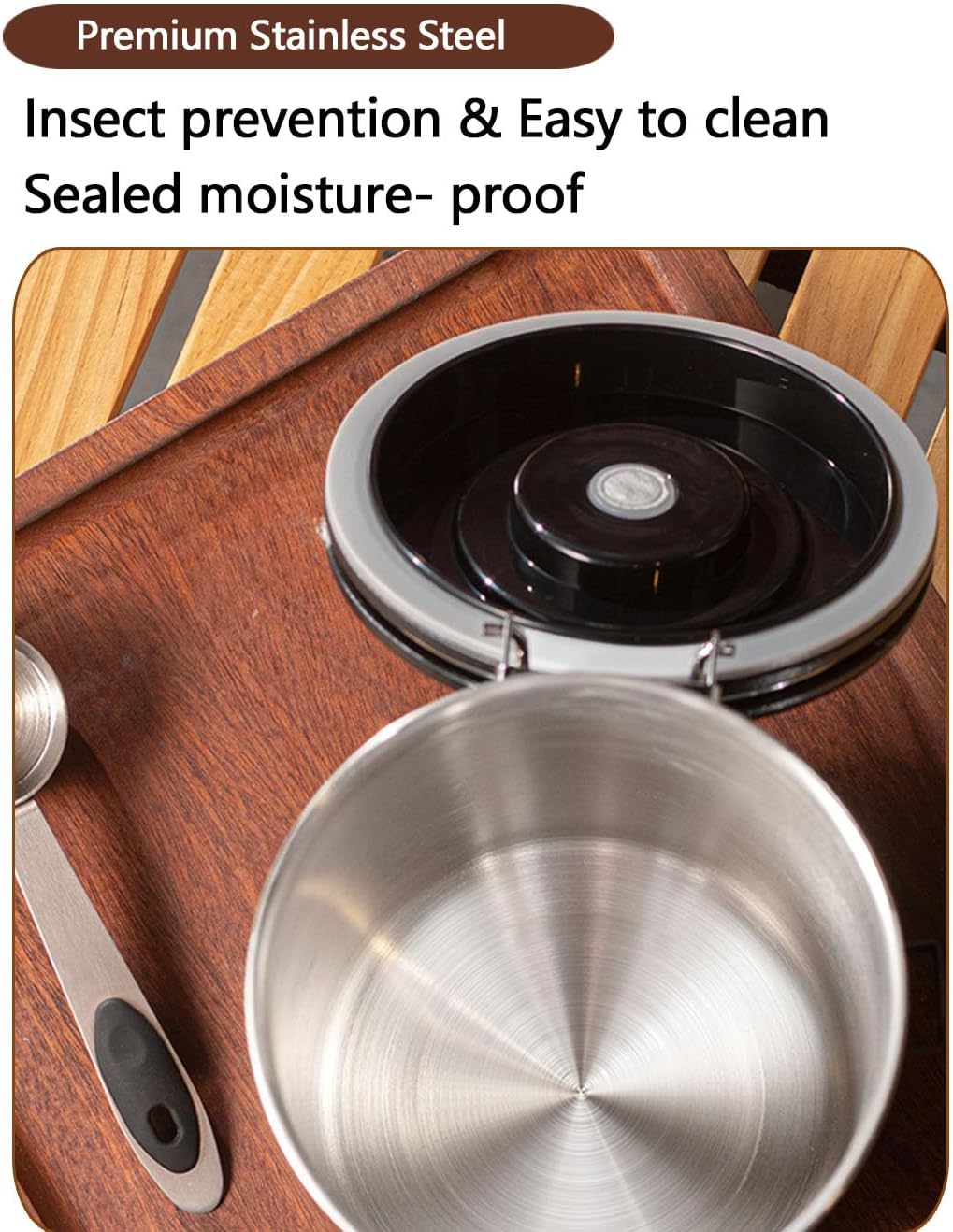 Coffee Canister Airtight Storage Container Stainless Steel Coffee Jar with Scoop,Date Tracker CO2 Release Valve for Dry Food Beans Ground Tea Flour Cereal and Sugar