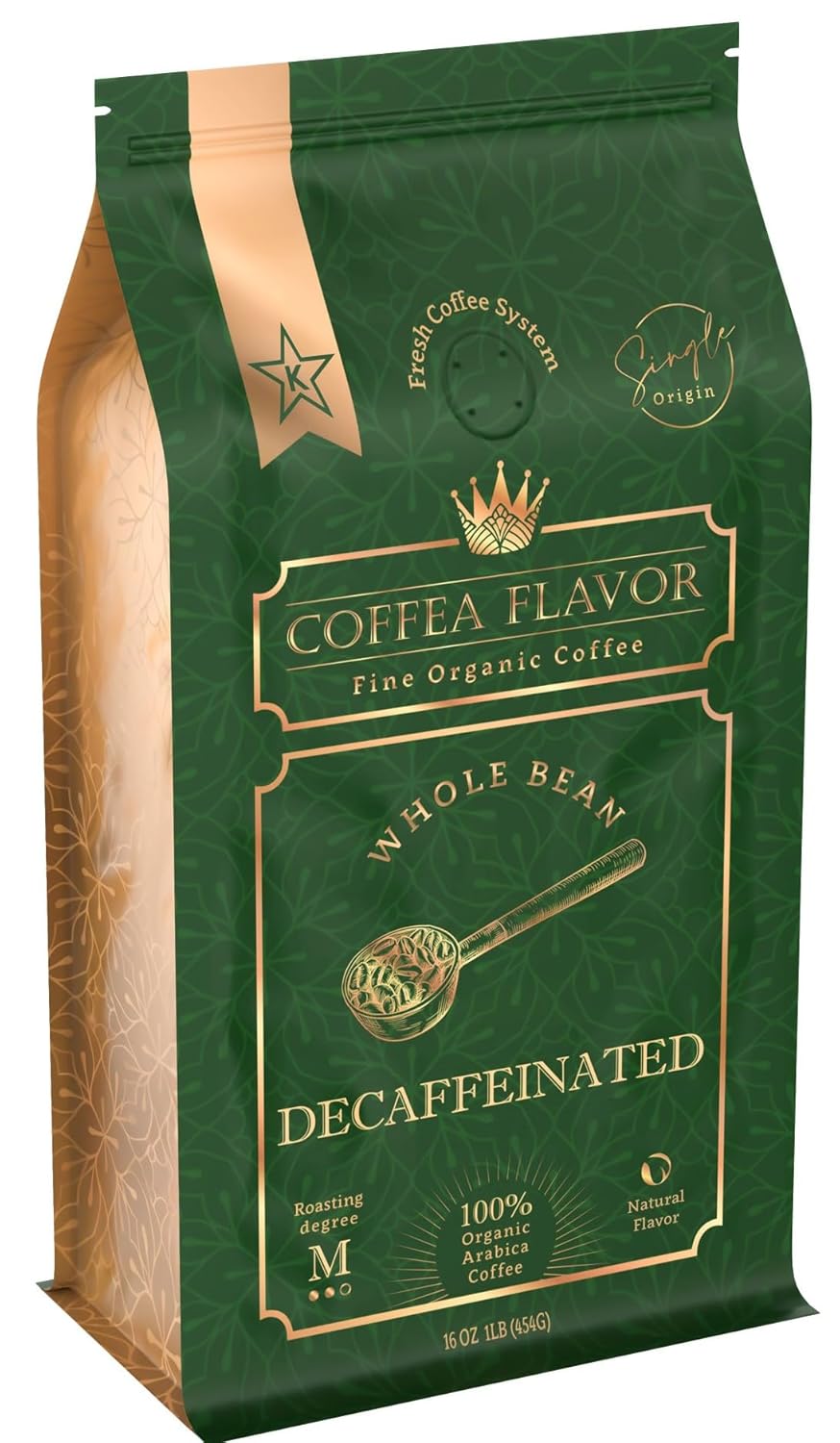 Coffea Flavor Fine Organic coffee -Decaf Whole Bean Coffee | Medium Roast | 100% Arabica Beans | Perfect for Espresso | USDA Certified Organic | Fair Trade | Grown and Roast in the Caribbean |16 Oz