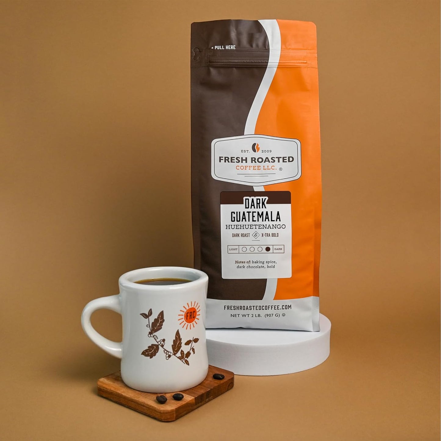 Fresh Roasted Coffee, Dark Guatemala Huehuetenango | 2 lb (32 oz) | Single Origin | Dark Roast | Kosher | Ground