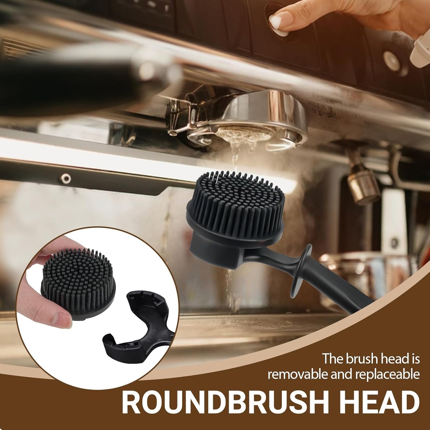 51MM Espresso Machine Cleaning Brush,Silicone Brush for Coffee Machine Group Head, Heat-Resistant and Corrosion-Resistant,360°Cleaning