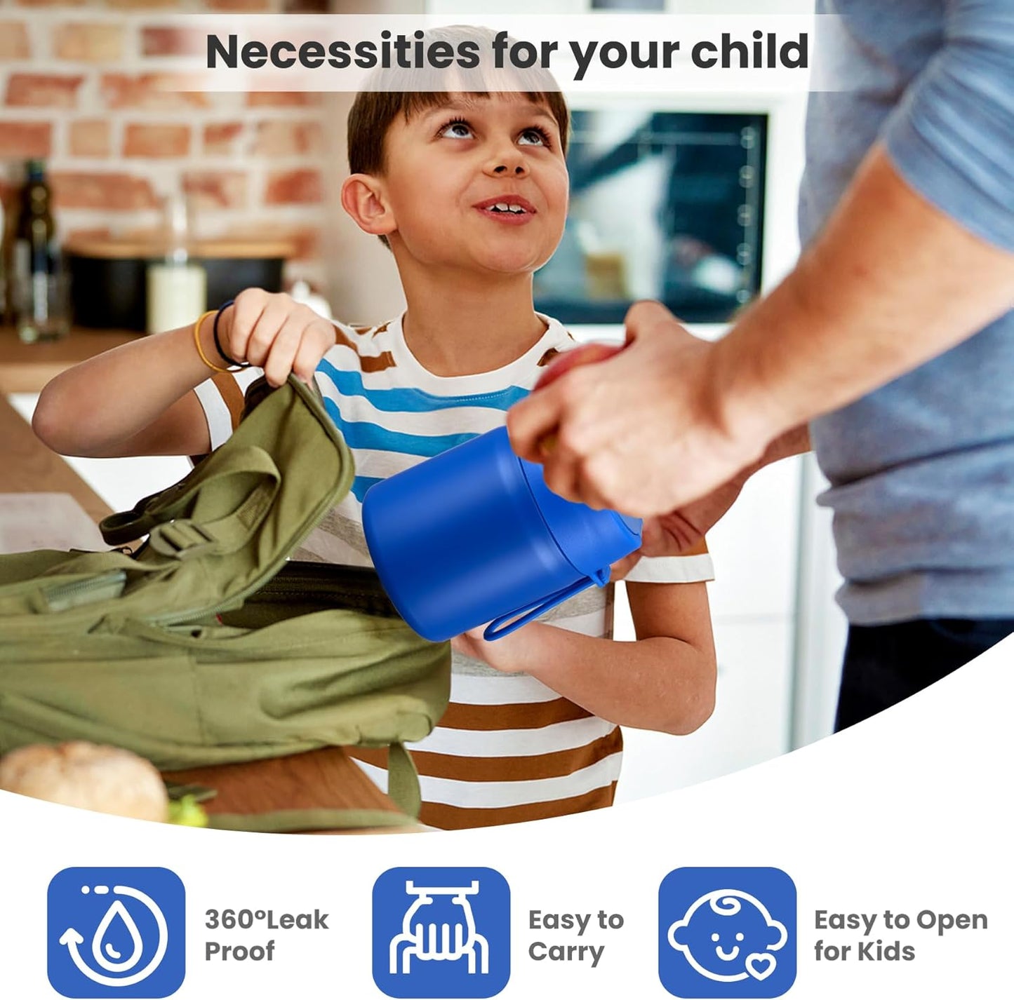 17oz Soup Thermo for Hot Food Kids,Insulated Food Jar with Spoon,Thermo Hot Food Lunch Container,Wide Mouth Leakproof Stainless Steel Lunch Box for School(Blue)