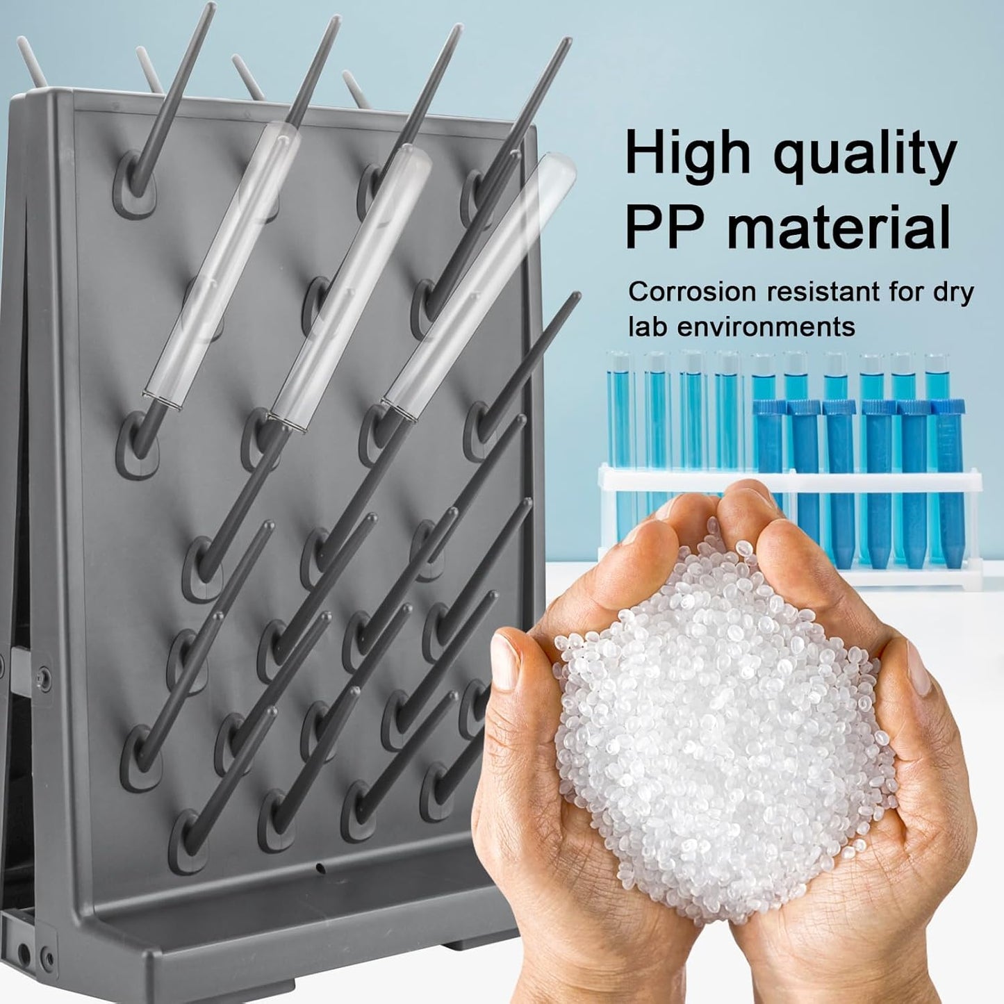 54 Pegs Lab Drying Racks - Double- Sided Lab Supply Pegboard Bench,Detachable PP Test Tube Drying Rack