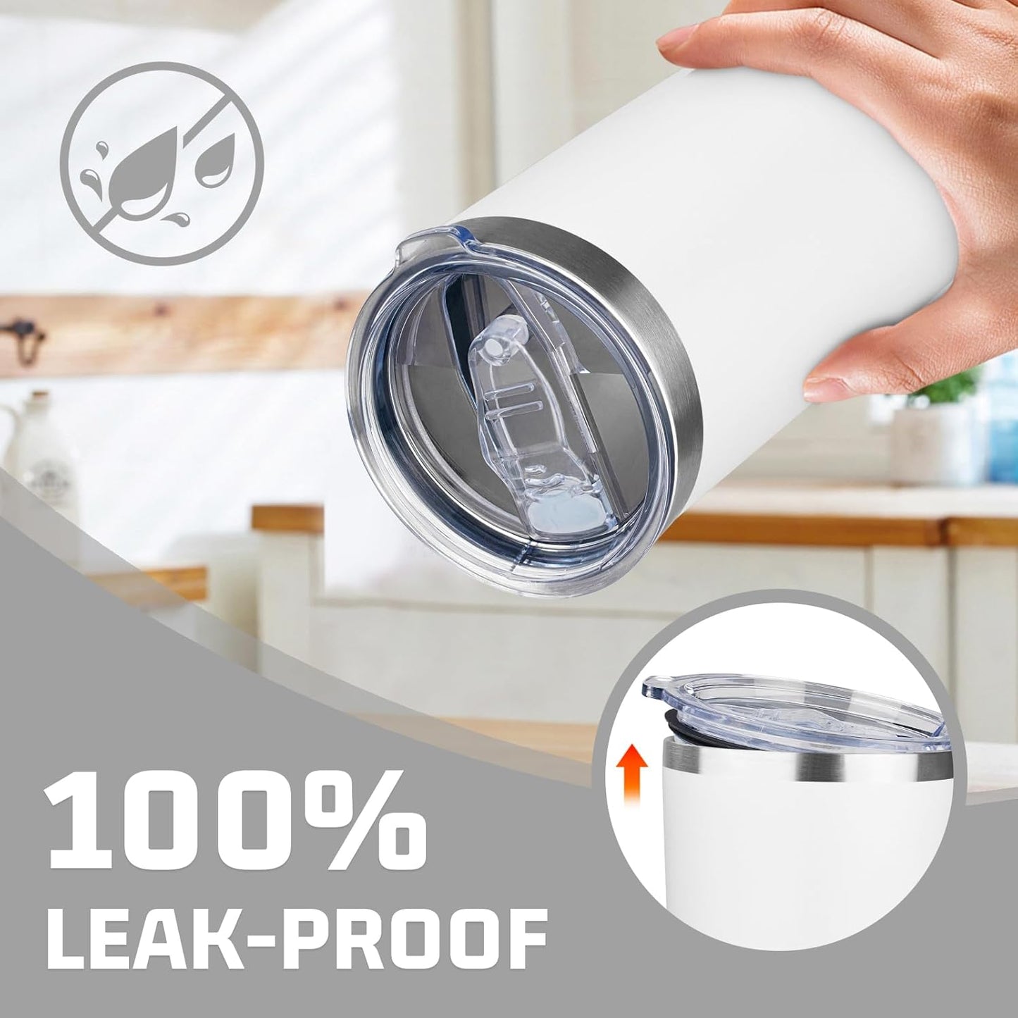 20oz Tumbler with Lid Double Wall Vacuum Insulated Travel Coffee Mug Stainless Steel Thermal Cup Powder Coated Sturdy Coffee Tumbler for Hot and Cold Beverage (White,1)