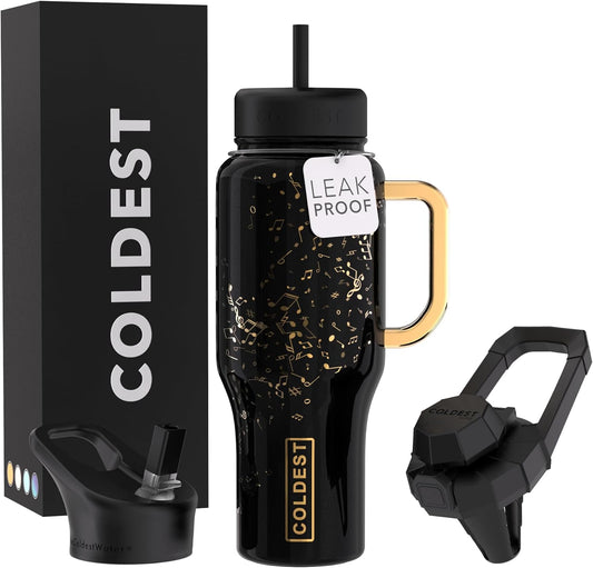 Coldest 40 oz Tumbler with Handle and Straw - 100% Leak Proof Insulated Tumbler with Lid and Straw (3 Lids) - Stainless Steel Tumblers for Women & Men - Cup Holder Friendly Base, 36 oz (The Musician)