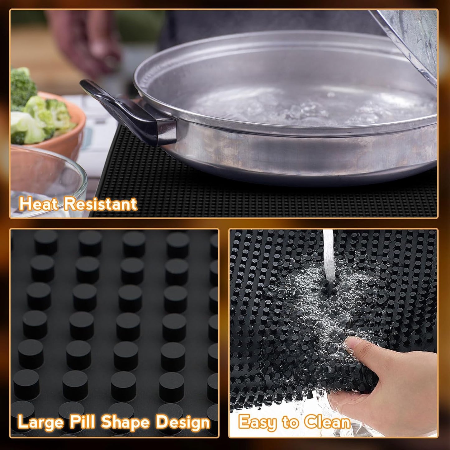 Tioncy 2 Pcs Bar Mat 6 x 12 Inch Bar Mat for Countertop Non Slip Rubber Bar Service Mat Cocktail Coffee Bar Mats for Home Bar Bartending Barbershop, Black