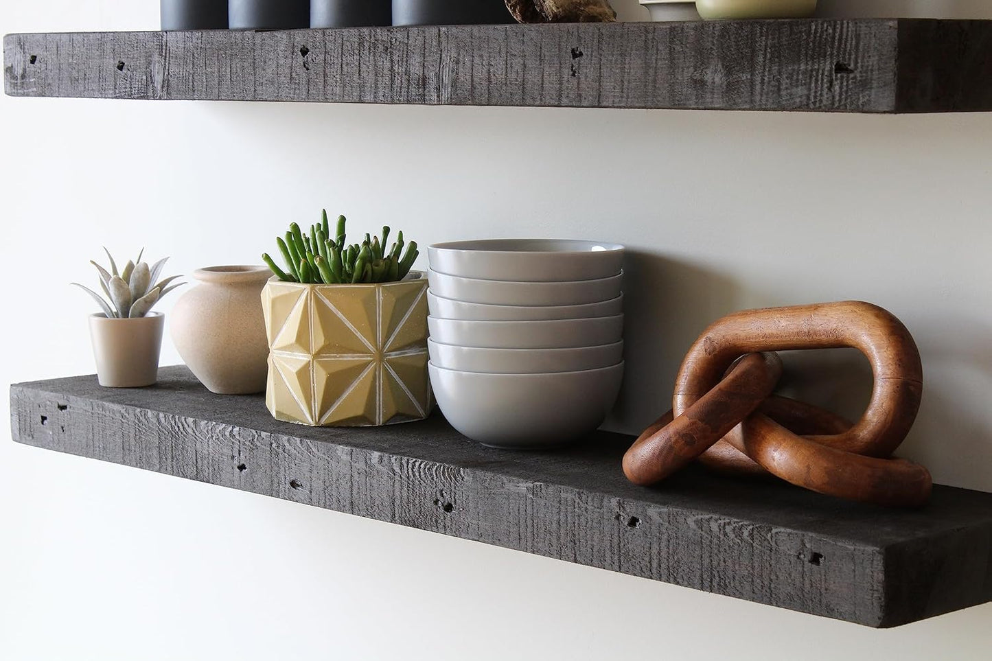 Urban Legacy Reclaimed Barnwood Planks | Floating Shelves for Wall w/Flush Mount Shelf Bracket Set Included | Set of 2 (Coffee Bean, 30"x 4.5"x 2")