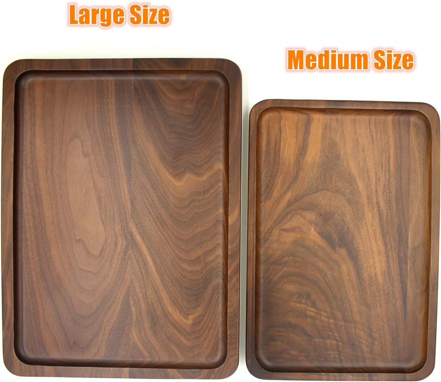 Bamber Wood Serving Tray Wooden Decorative Coffee Tea Platter Black Walnut 13.4 x 9 Inches