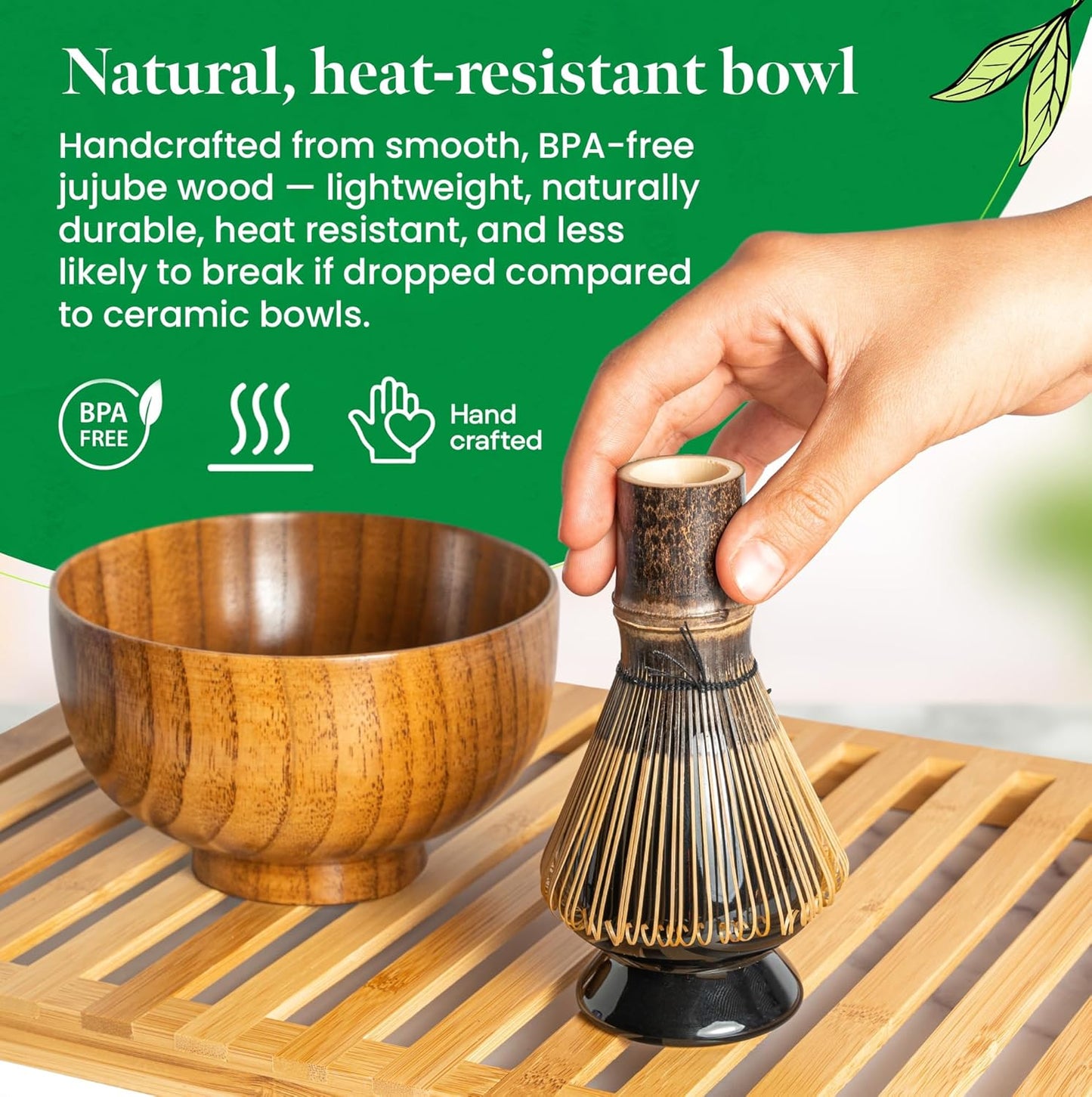 Matcha Whisk Set, 12 Pcs Matcha Set, Jujube Wood Bowl with Bamboo Straws, Storage Box & Gift Bag, Matcha Kit for Tea Ceremony or Matcha Latte