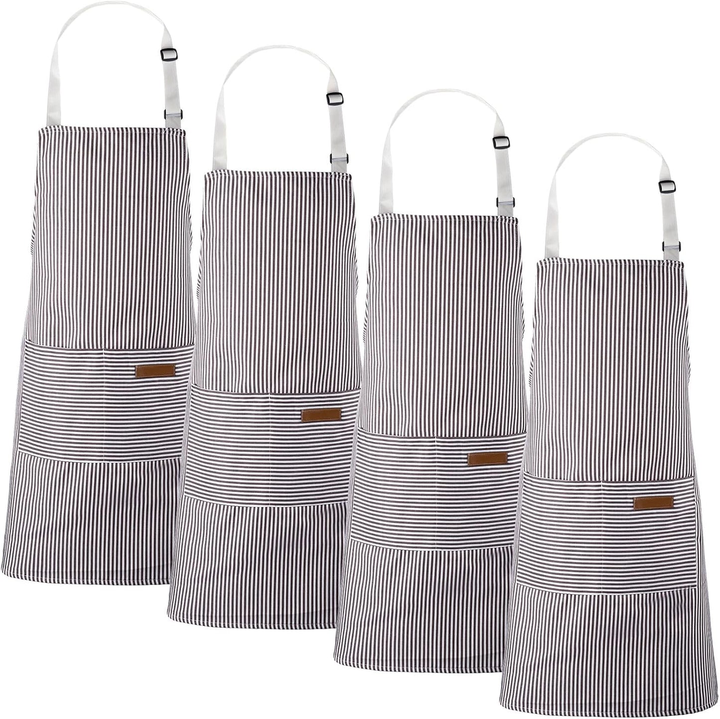 Handepo 4 Pcs Kitchen Cooking Aprons with Pockets Adjustable Waterproof Baking Apron for Women Men, Chef,BBQ, Christmas Gift