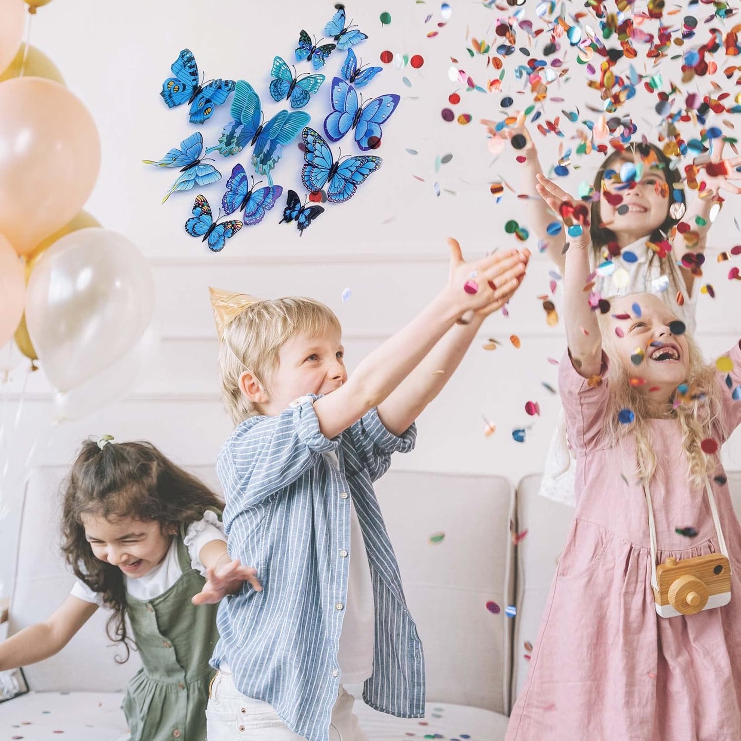 Butterfly Wall Decor 24/48 PCS, 3D Butterflies Stickers for Party Decorations with Magnets(Blue, 48)