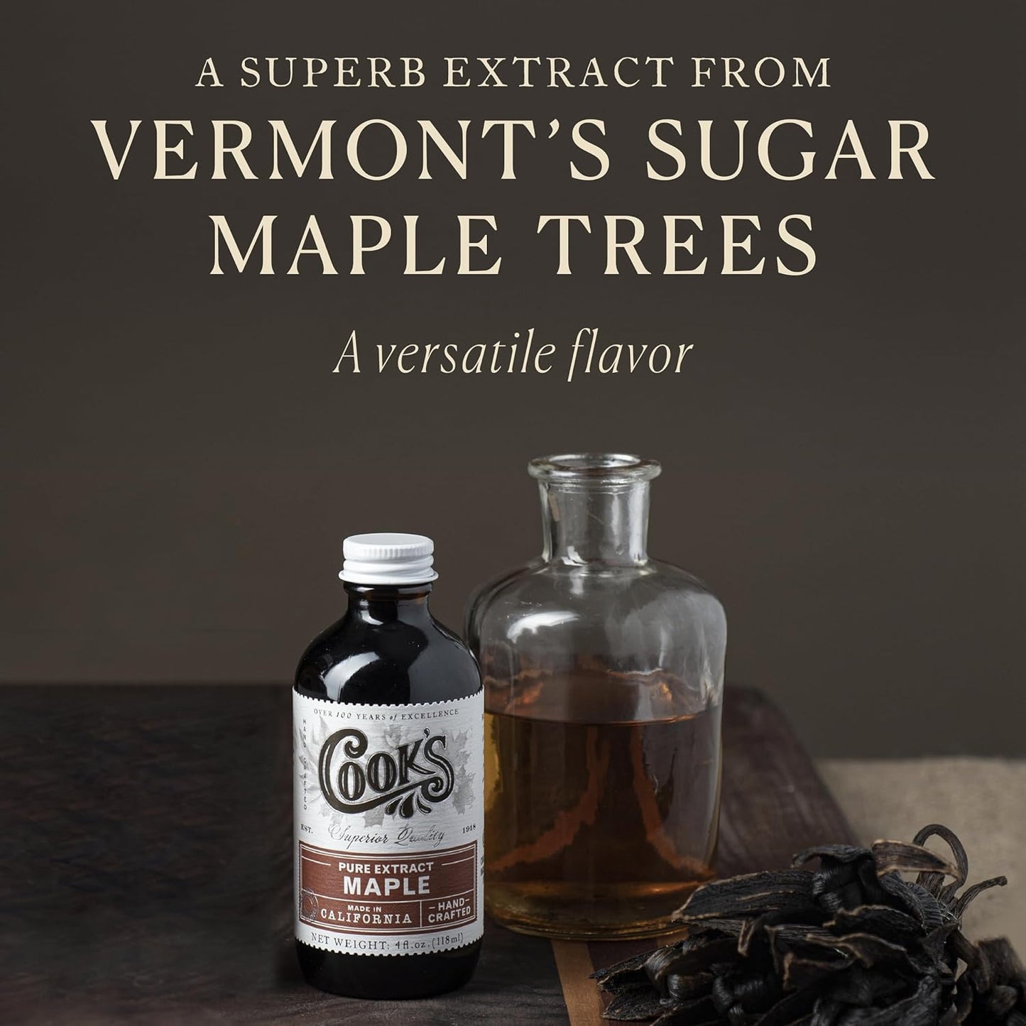 Cook's, Pure Maple Extract, All Natural Premium Maple Sap from Vermont's Finest Maple Trees, 16 oz