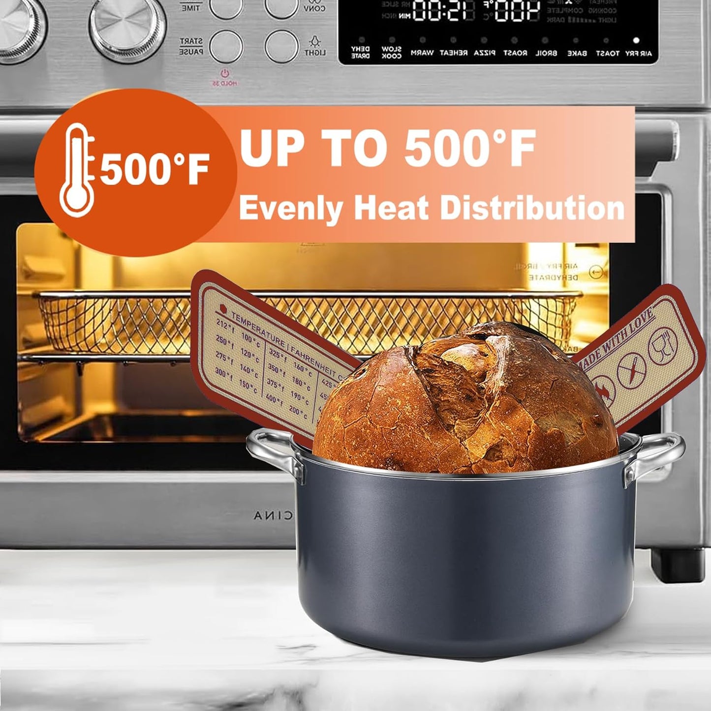 Silicone Bread Sling for Dutch Oven, 2 Pack (8" & 10" Round) – Non-Stick & 500°F Heat Resistant Sourdough Mat, Easy to Clean, Reusable Food-Grade Sourdough Slings - Fits 5–7 qt Dutch Ovens