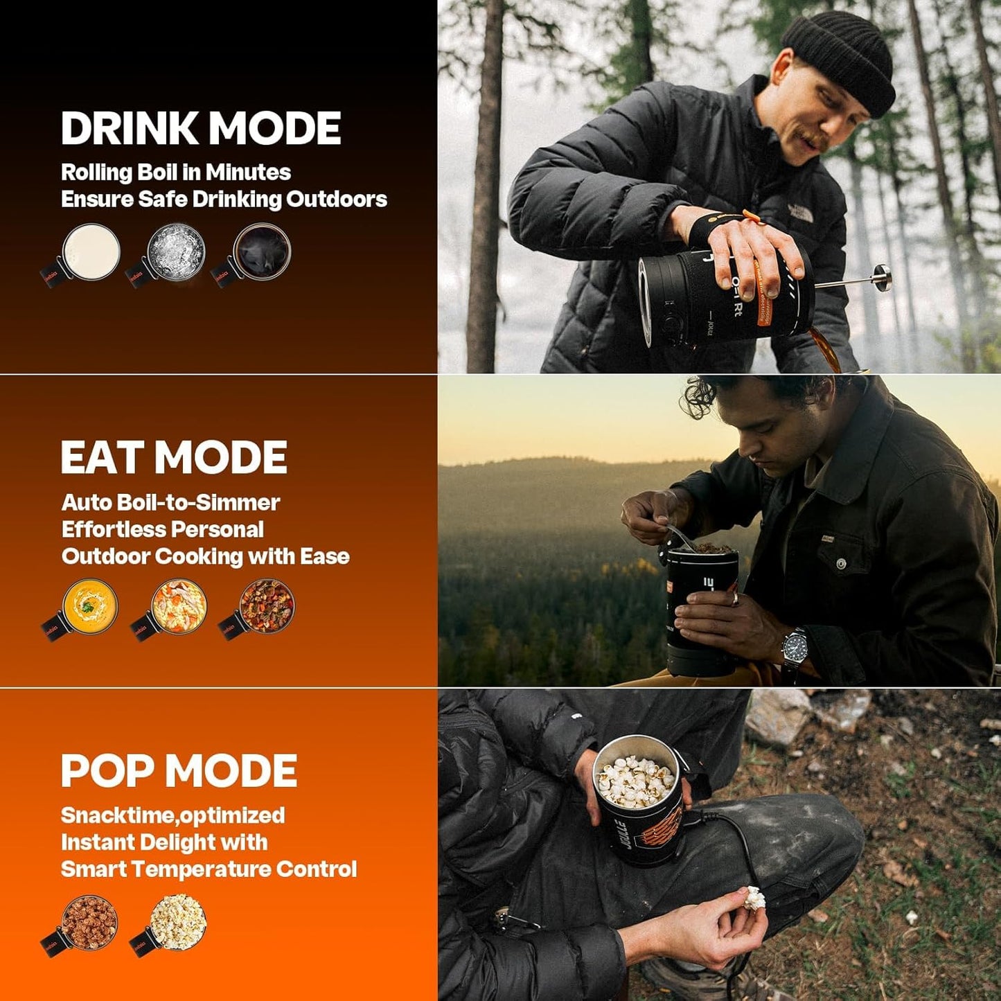 Electric French Press Coffee Maker, 120V Boil Water & Press Coffee 2-in-1, Portable Design for Travel, Camping, 6 Minute Brew Ready