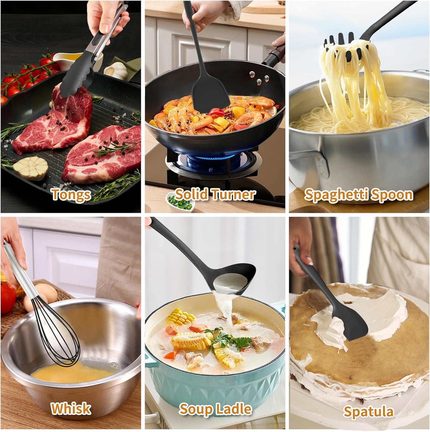 18 Pcs Cooking Utensils Set, Kitchen Utensils Set with Utensil Holder, 446°F Heat Resistant Silicone Spatula Set, Kitchen Gadgets Tools Set for Nonstick Cookware BPA FREE