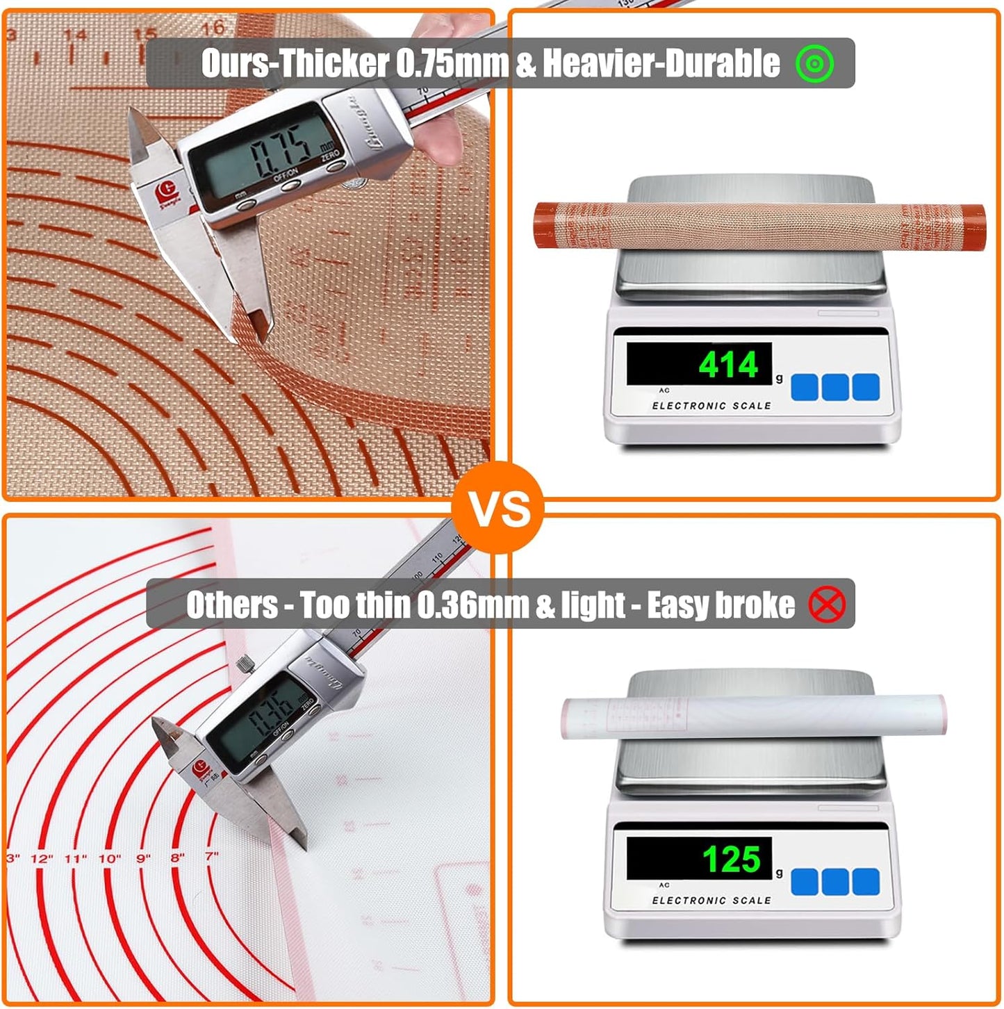 Silicone Pastry Mat 34X26 Inch Nonstick Baking Mat with Measurement, Perfect for Dough Mat, Pastry Board, Kitchen Counter Mat, For Dough, Pie Crust, Fondant, Pasta/Pizza, Red