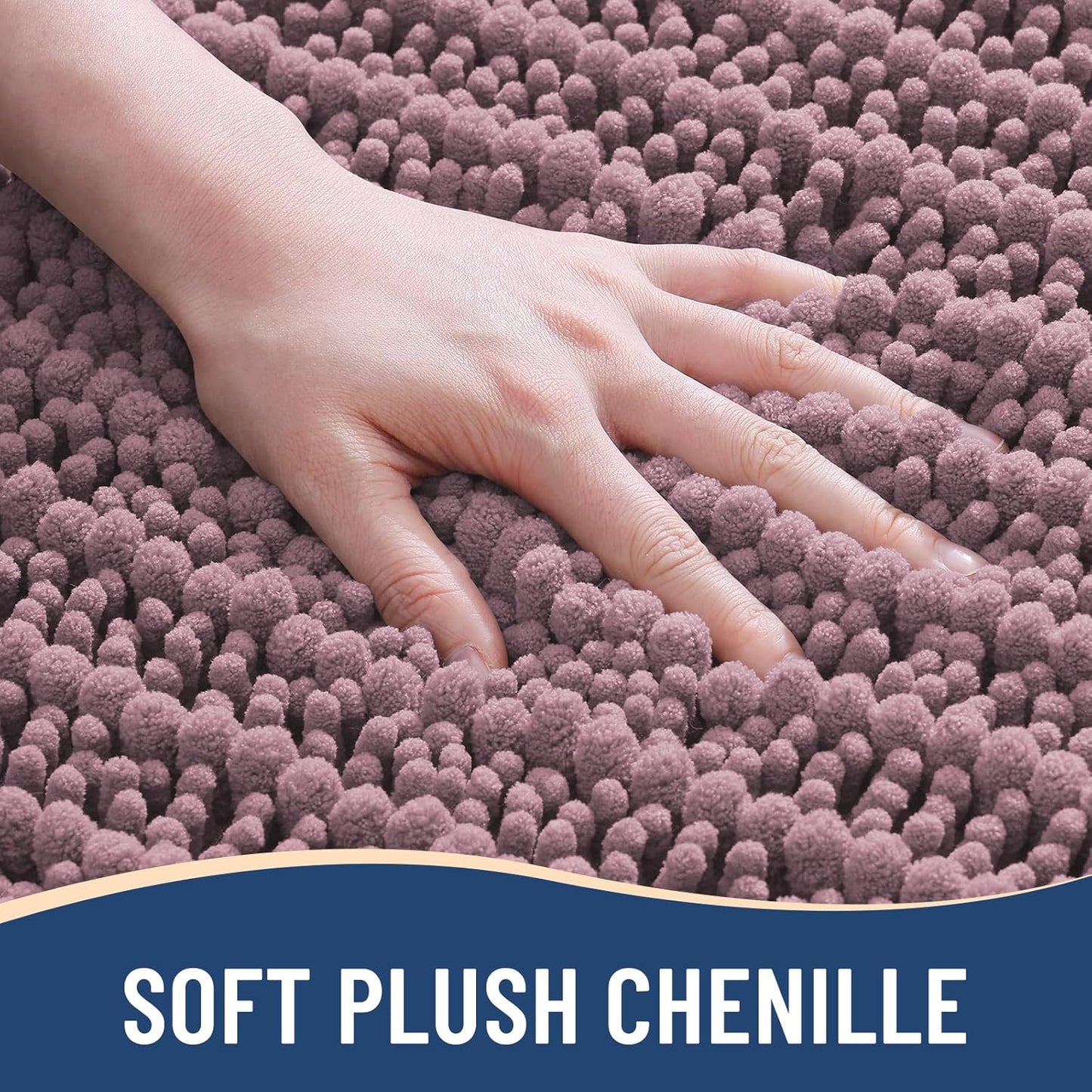Arotive Luxury Chenille Bathroom Rug Mat, Extra Soft Thick Absorbent Shaggy Bath Rugs, Non-Slip Machine Wash Dry, Plush Bath Mats for Bathroom, Shower and Tub, 30x17, Deep Plum