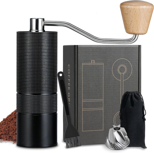 Manual Coffee Grinder, 420 Stainless Steel Conical Burr Hand Coffee Bean Grinder, Adjustable Grind Setting For Espresso, Pour Over, French Press (Black)