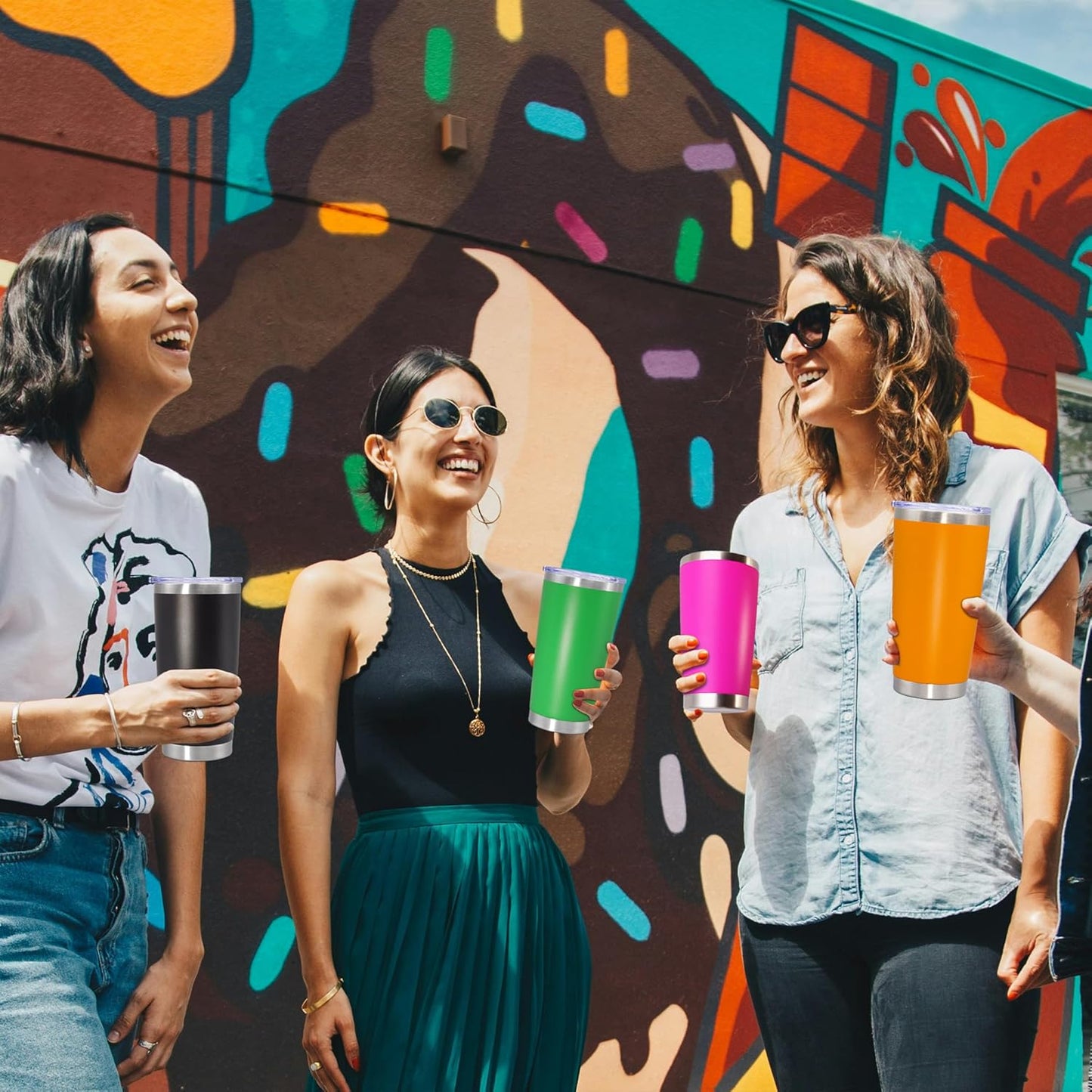 20 oz Tumbler Coffee Tavel Tumblers Bulk with Lid Stainless Steel Double Wall Vacuum Insulated Mug Powder Coated Cups fit Car Cupholder for Hot and Cold - Green, 1Pack