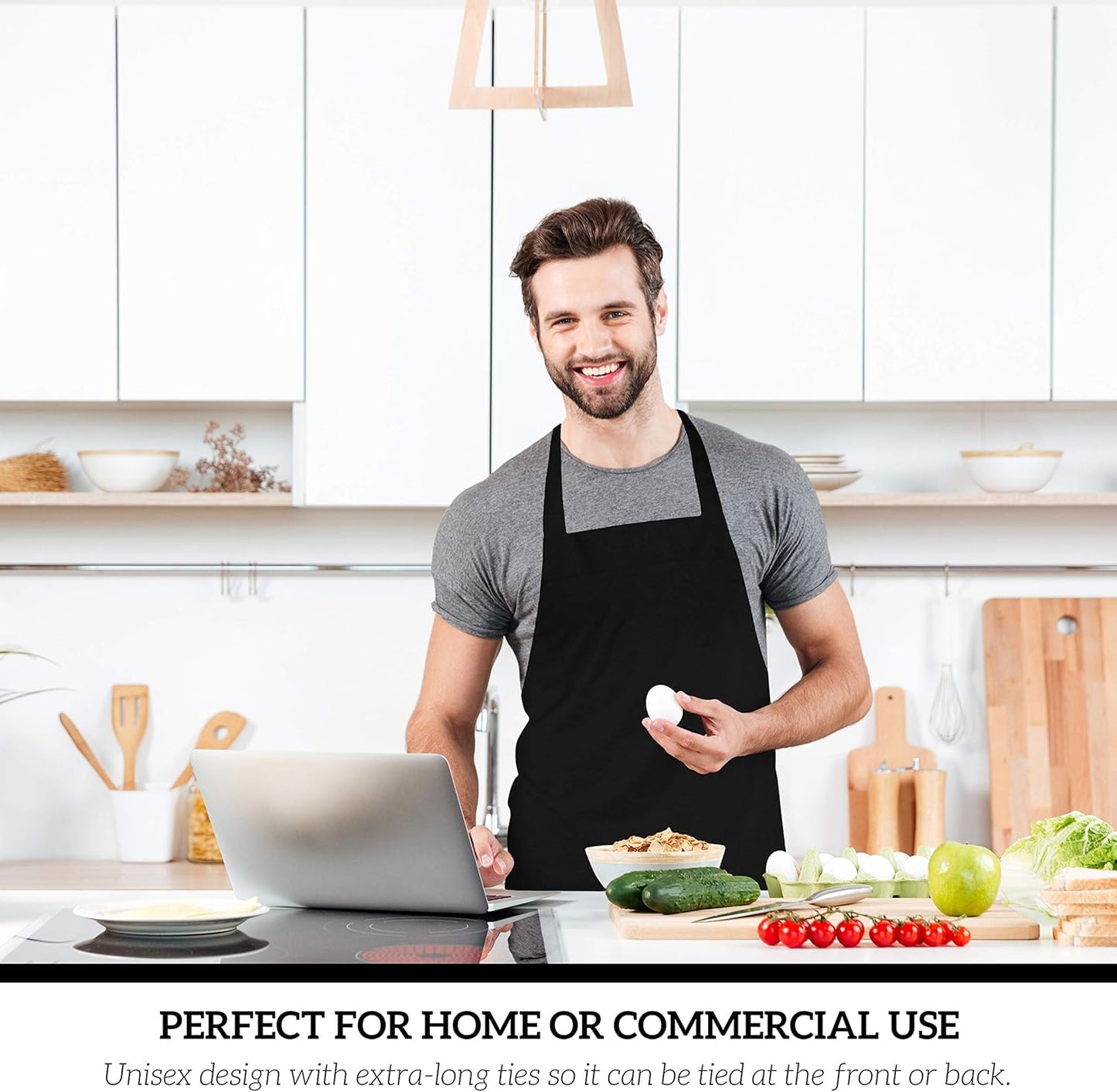 GREEN LIFESTYLE 120 Pack Bib Aprons - Unisex Machine Washable Kitchen BBQ Aprons Bulk (Pack of 120, No Pockets, Black)