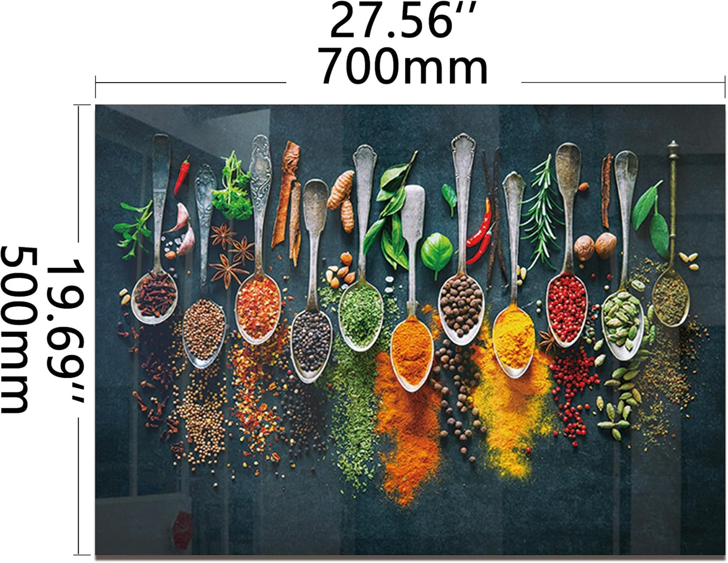 DAIFURONGE Spice Tempered Glass Backsplash For Kitchen Behind Stove,Stove Backsplash Top Cover,Easy to Clean Glass Splashback, Sink Cover Splash Guard,Home Kitchen Wall Decor (27.56"x19.69"(70x50cm))