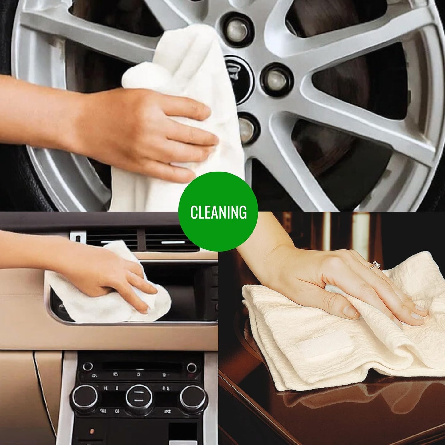 Dish Cloths Cotton| Kitchen Wash Cloth | Shop Towels Absorbent and Lint Free Flour Sack| Dishcloths for Kitchen Washing Dishes| Thick Absorbent Quick Dry Dish Rags | 4 Pack 13"x13" Natural