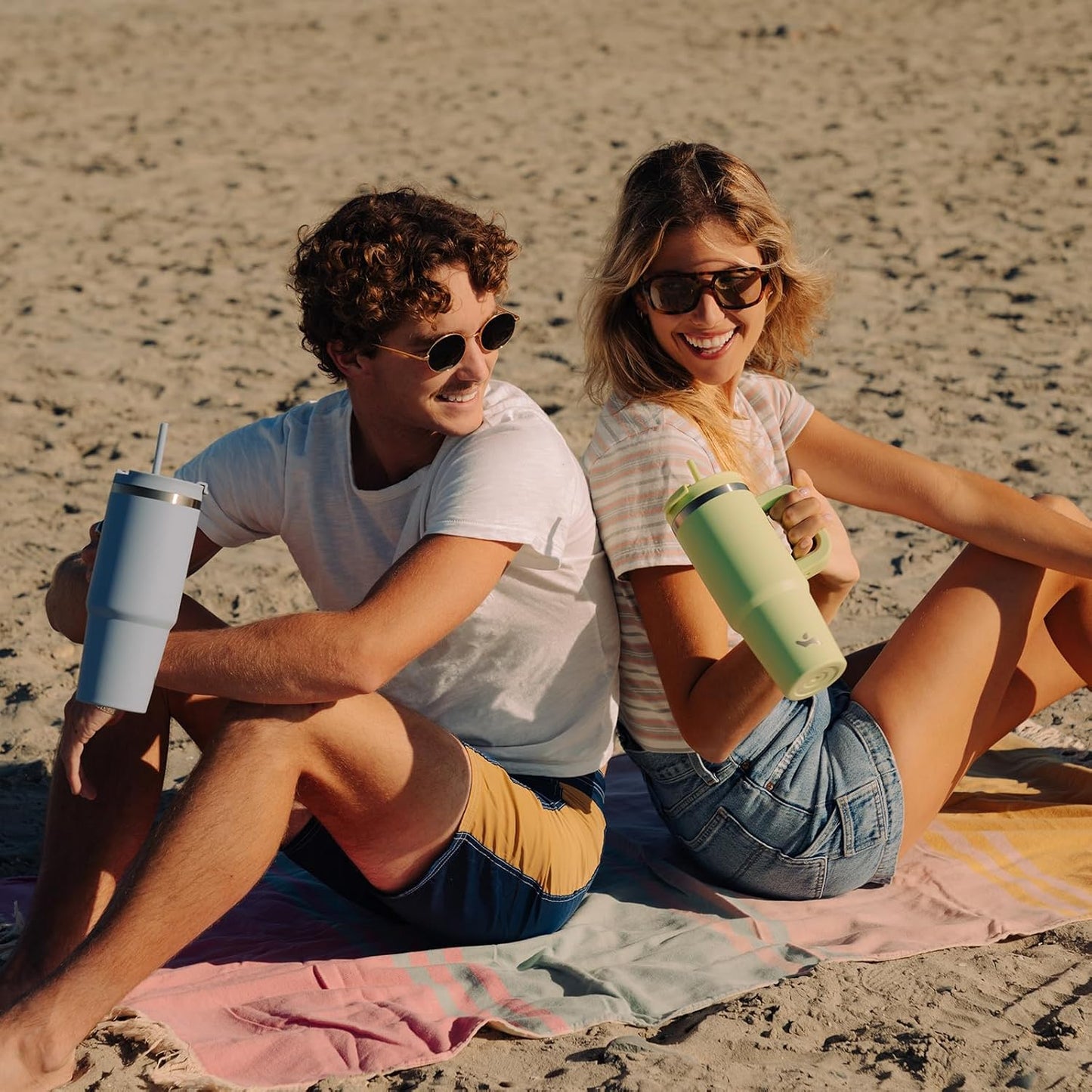 40 oz Tumbler with Handle and 2 Straws,2 in 1 Lid Insulated Water Bottle Stainless Steel Travel Coffee Mug,Lemon