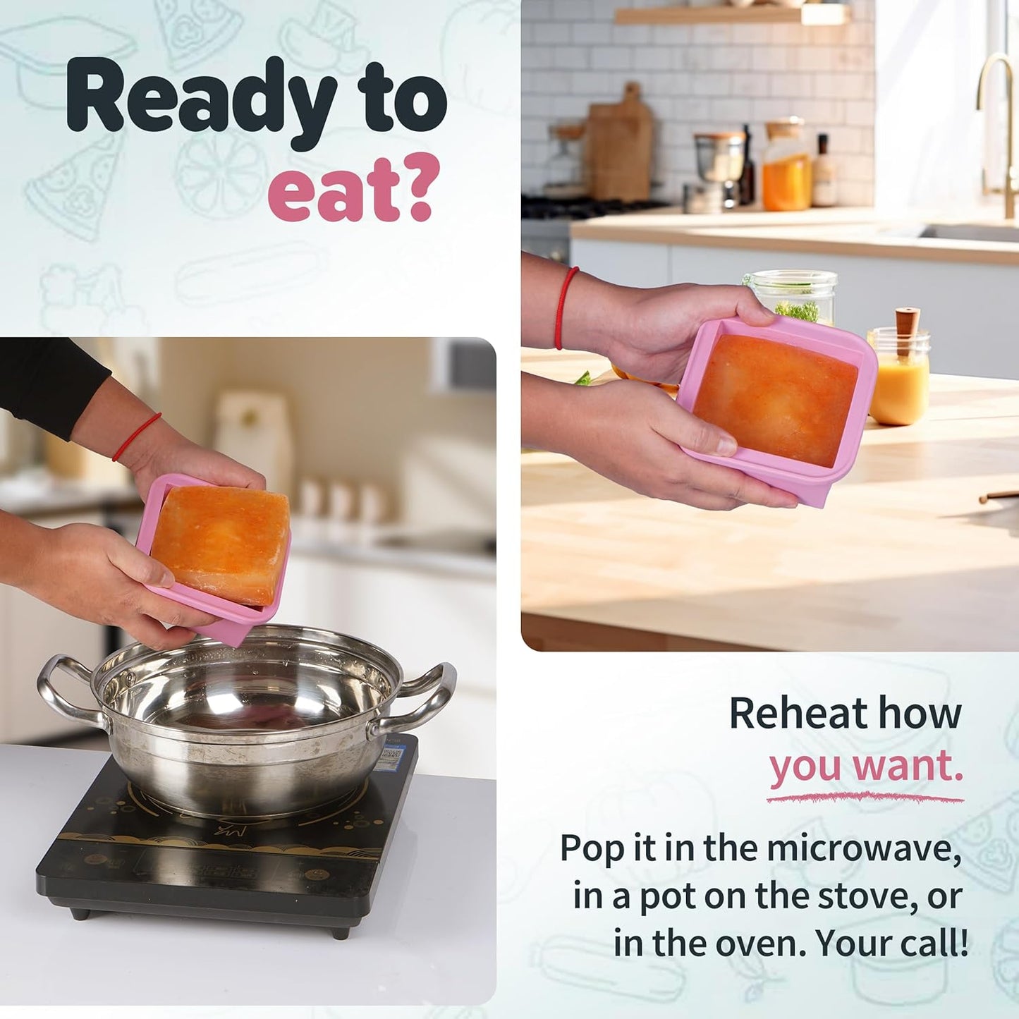 2-Cup Silicone Freezer Trays with Lids – Perfect for Meal Prep, Portion Control, and Easy Freezing-Meal Prep Container Molds for Soup,Leftovers (Cotton Candy, 2 Pack)