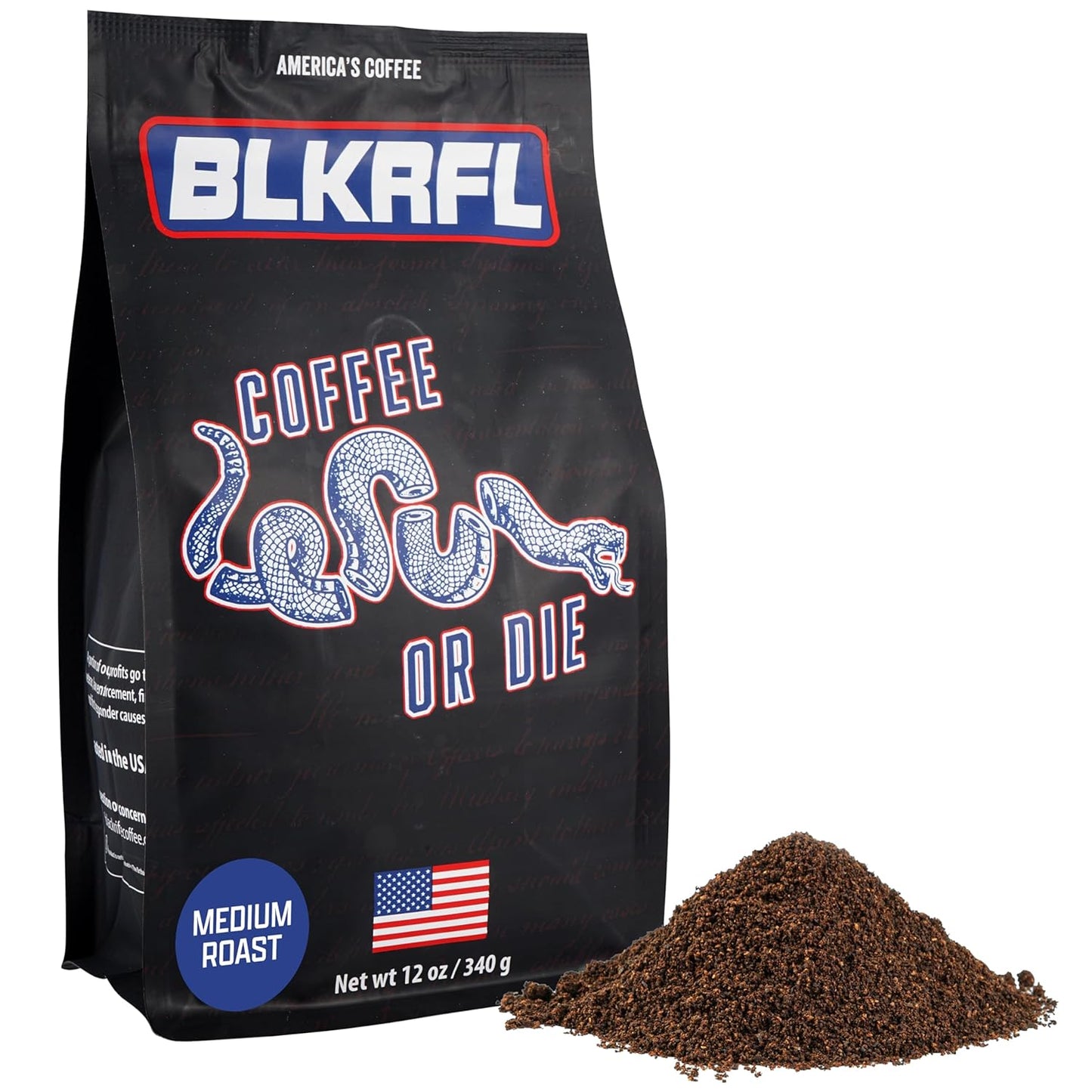 Black Rifle Coffee Company Ground Medium Roast - Roasted Blend Made from Pure Arabica Beans - Colombian & Brazilian Beans - Veteran Founded & American Made (Coffee or Die, 12oz Bag)