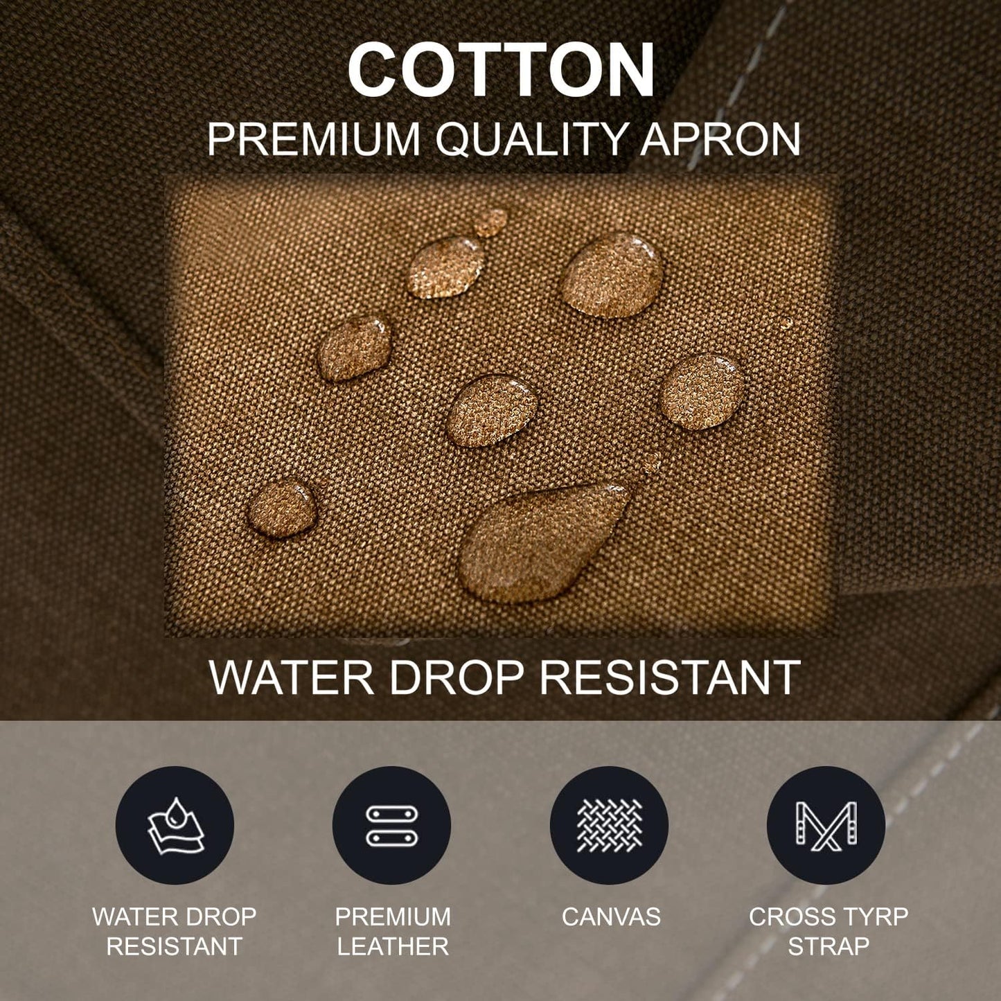 Cotton Canvas Cross Back Apron for Art Painting Garden Chef Bartender Work,Women Men 3 Pockets Waterproof Adjustable M-XXL