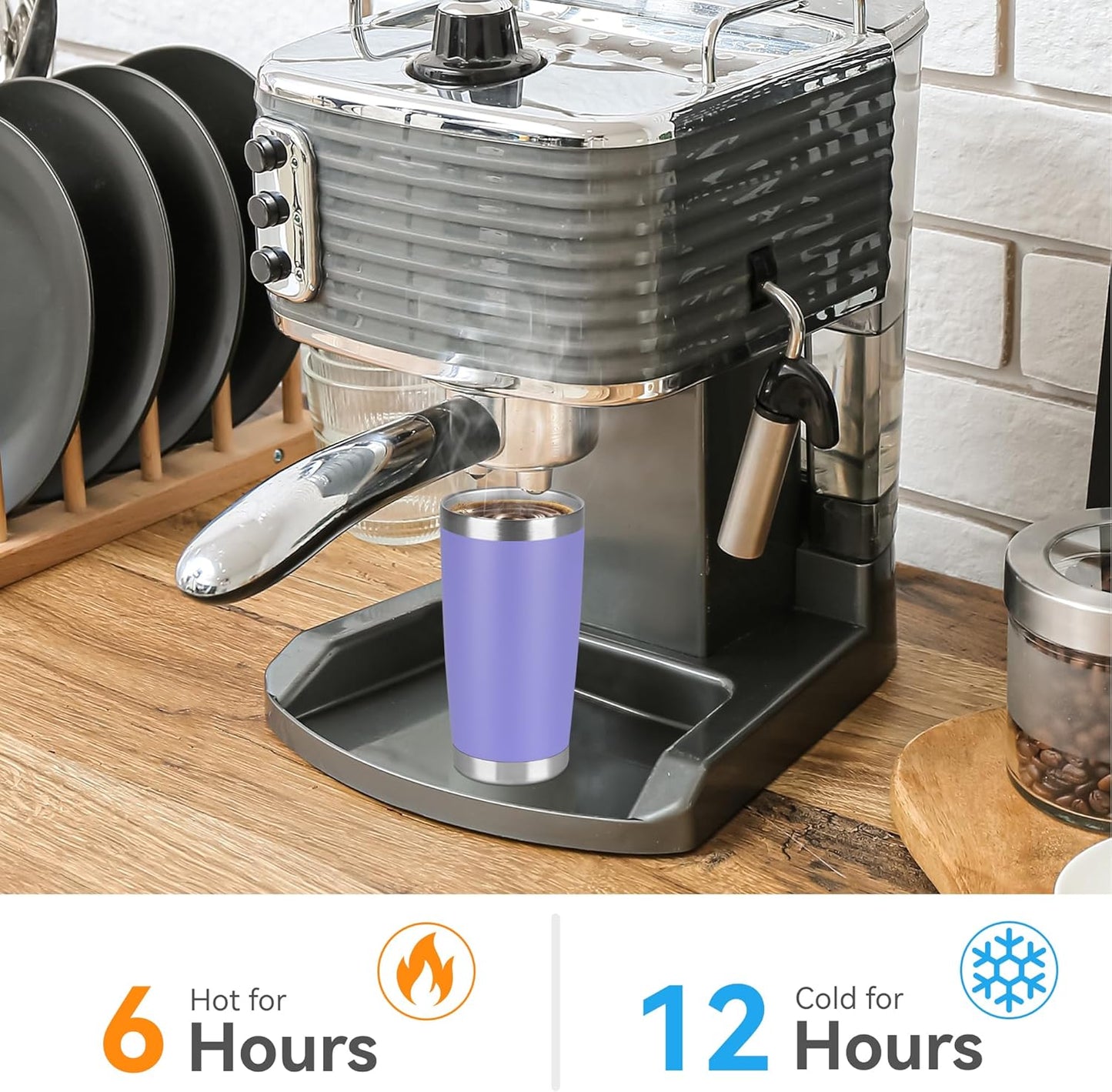 20 oz Tumbler Stainless Steel Tumblers Bulk with Lid Double Wall Insulated Coffee Tumbler Cups for Hot & Cold Drinks Powder Coated Travel Coffee Tumbler Mug Metal (Lavender, 12 pack)