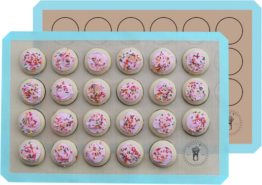 Silicone Baking Mats For Cookies, Full Size Baking Sheet Liners, Pack Of 2, 17 X 25 Inch, Non-Stick, Baking Mats Silcone, Perfect For Baking Macarons Cookies And Cakes